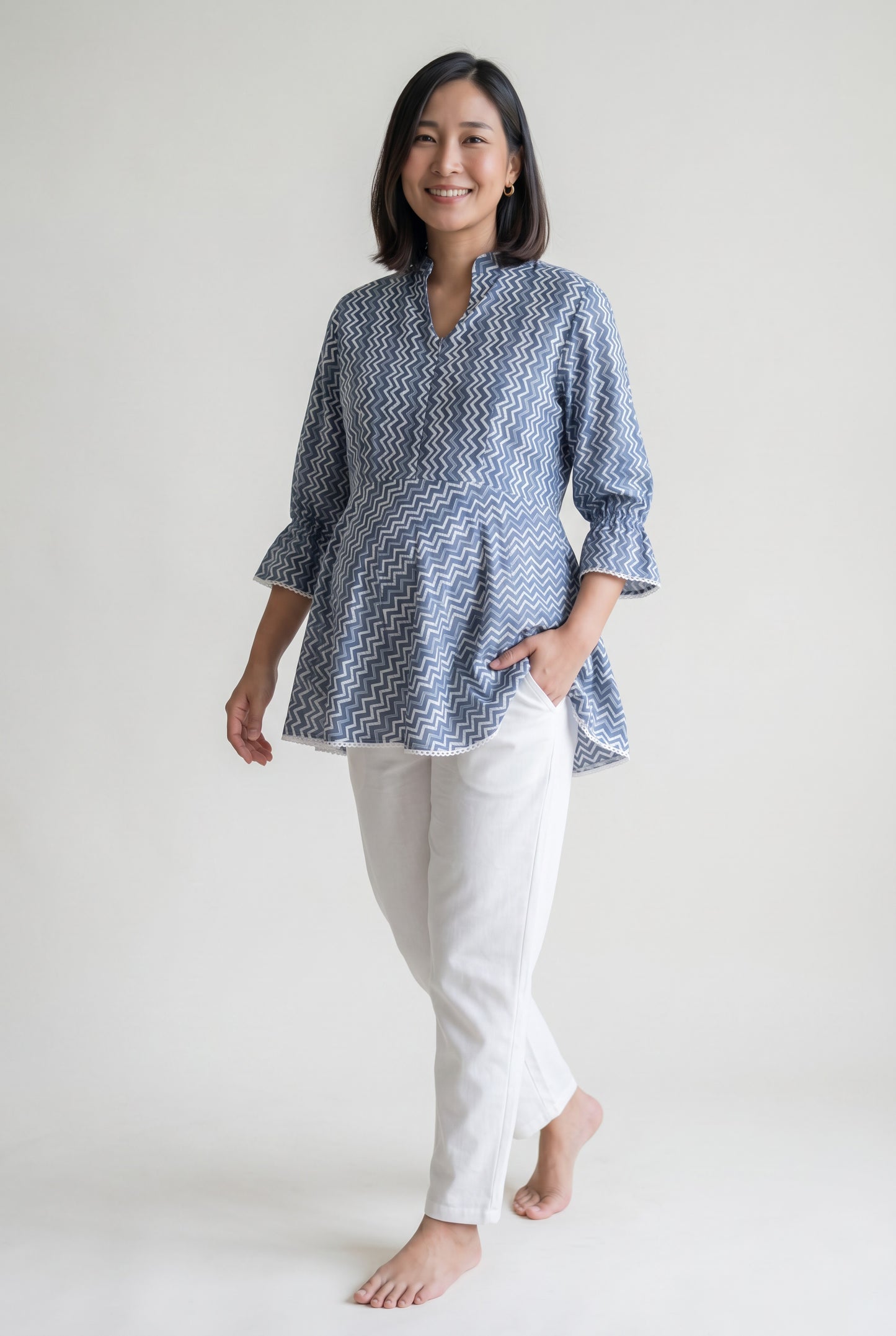 Anshumaan Cotton Nursing Top with Zip