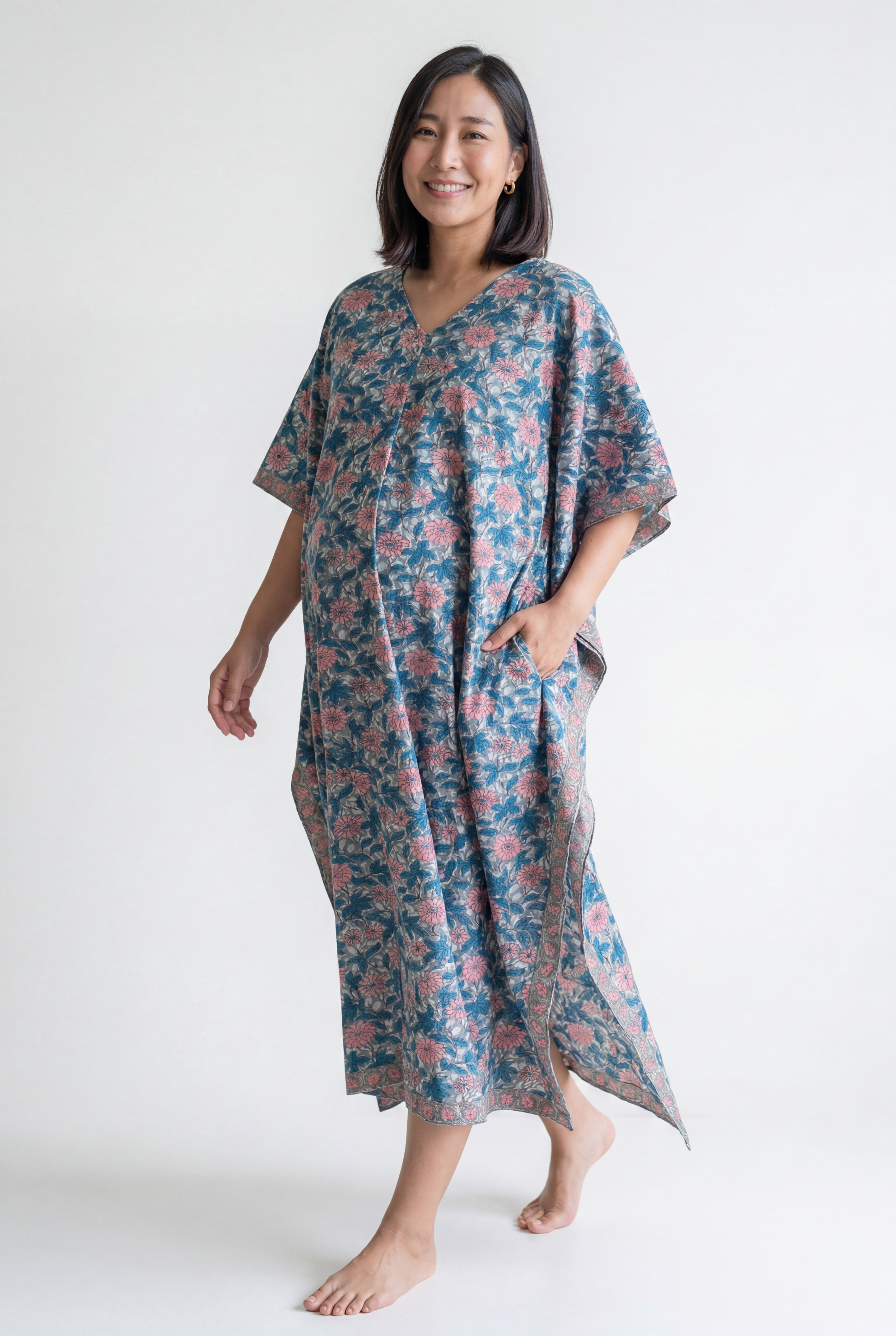 Janak SutaVaram Handblock Nursing Kaftan Gown