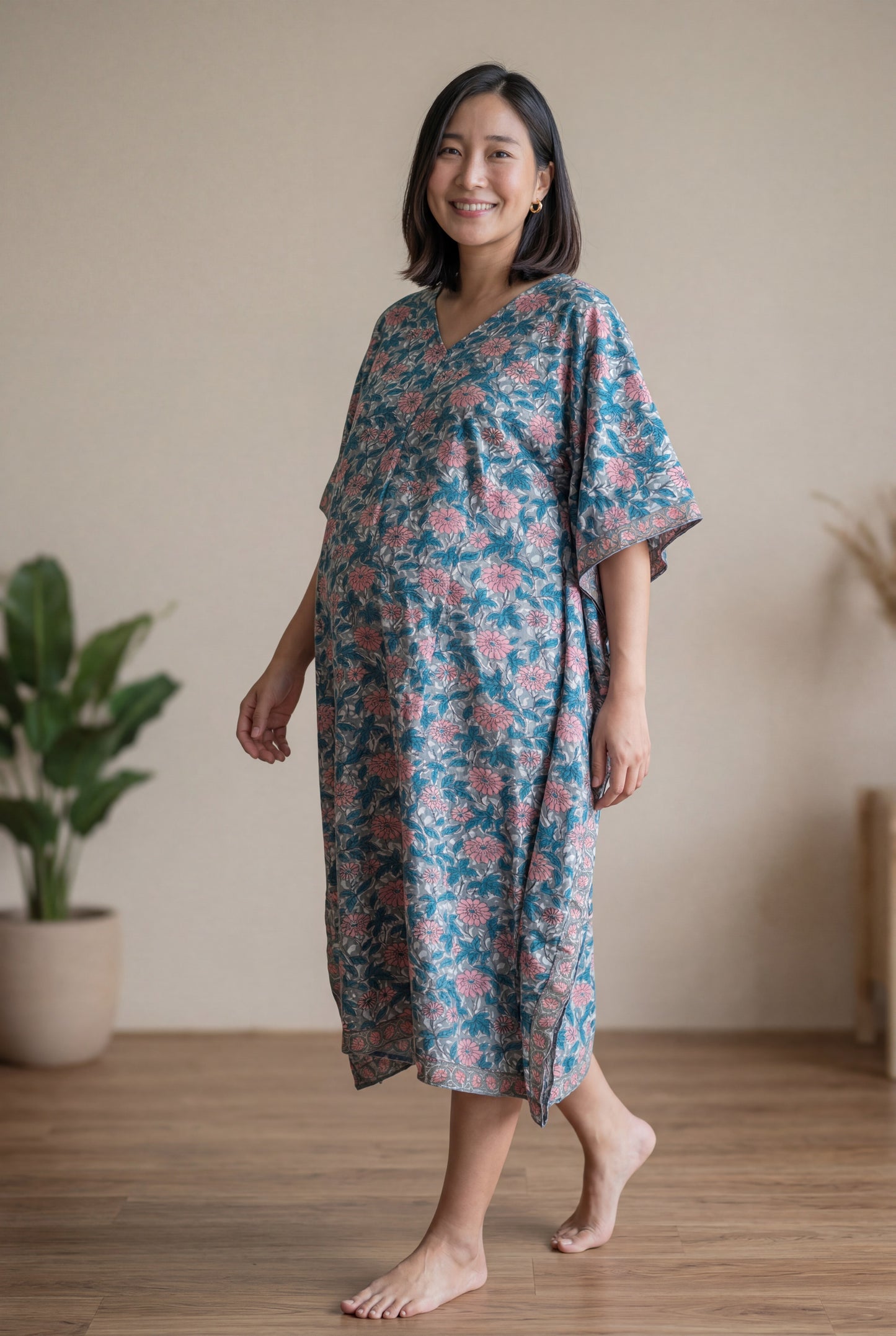 Janak SutaVaram Handblock Nursing Kaftan Gown