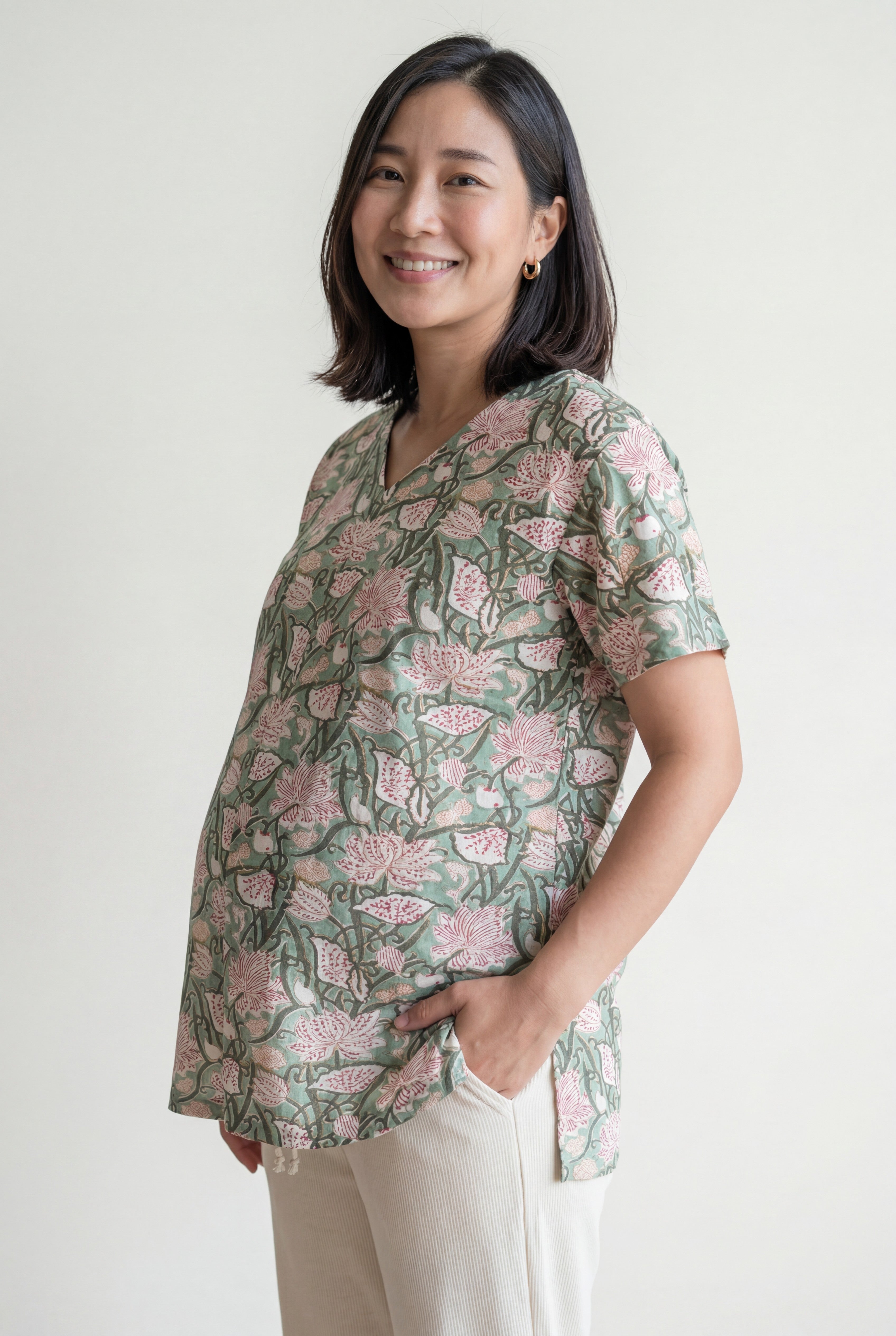Kadamb Cotton Nursing Top with Zip