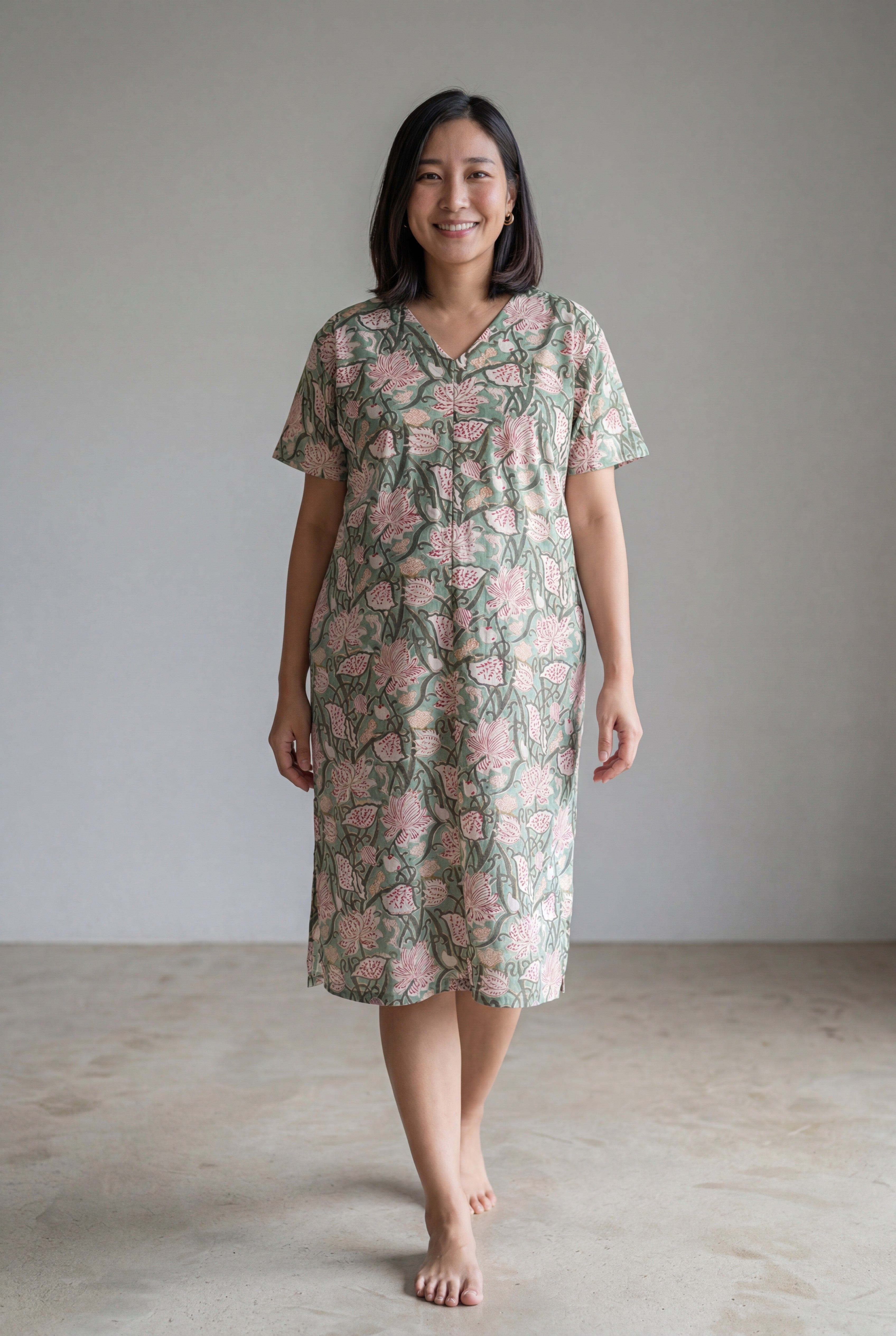 Kadamb Handblock Cotton Nursing Gown