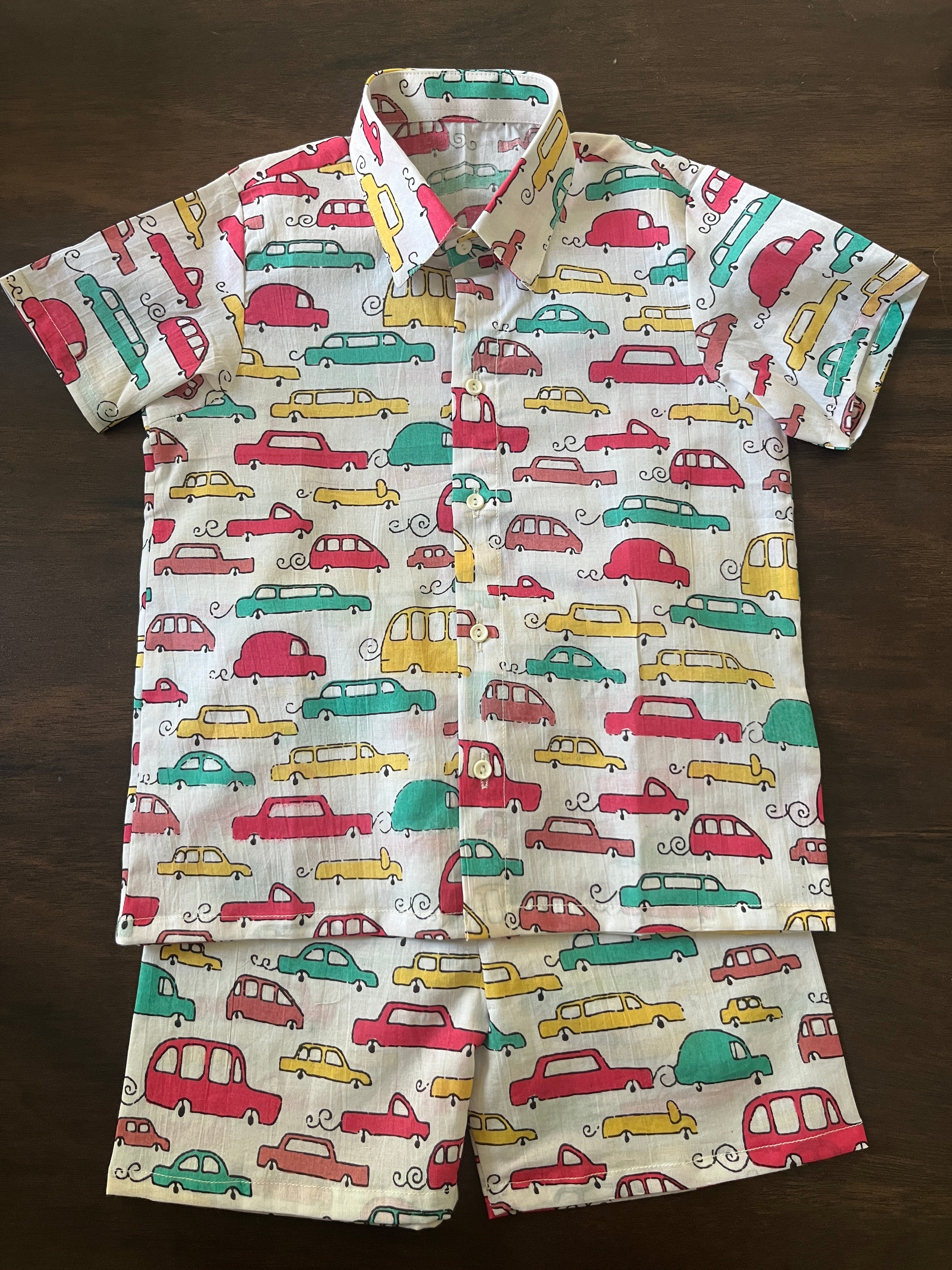 Cars Cotton Shirt-Shorts Set