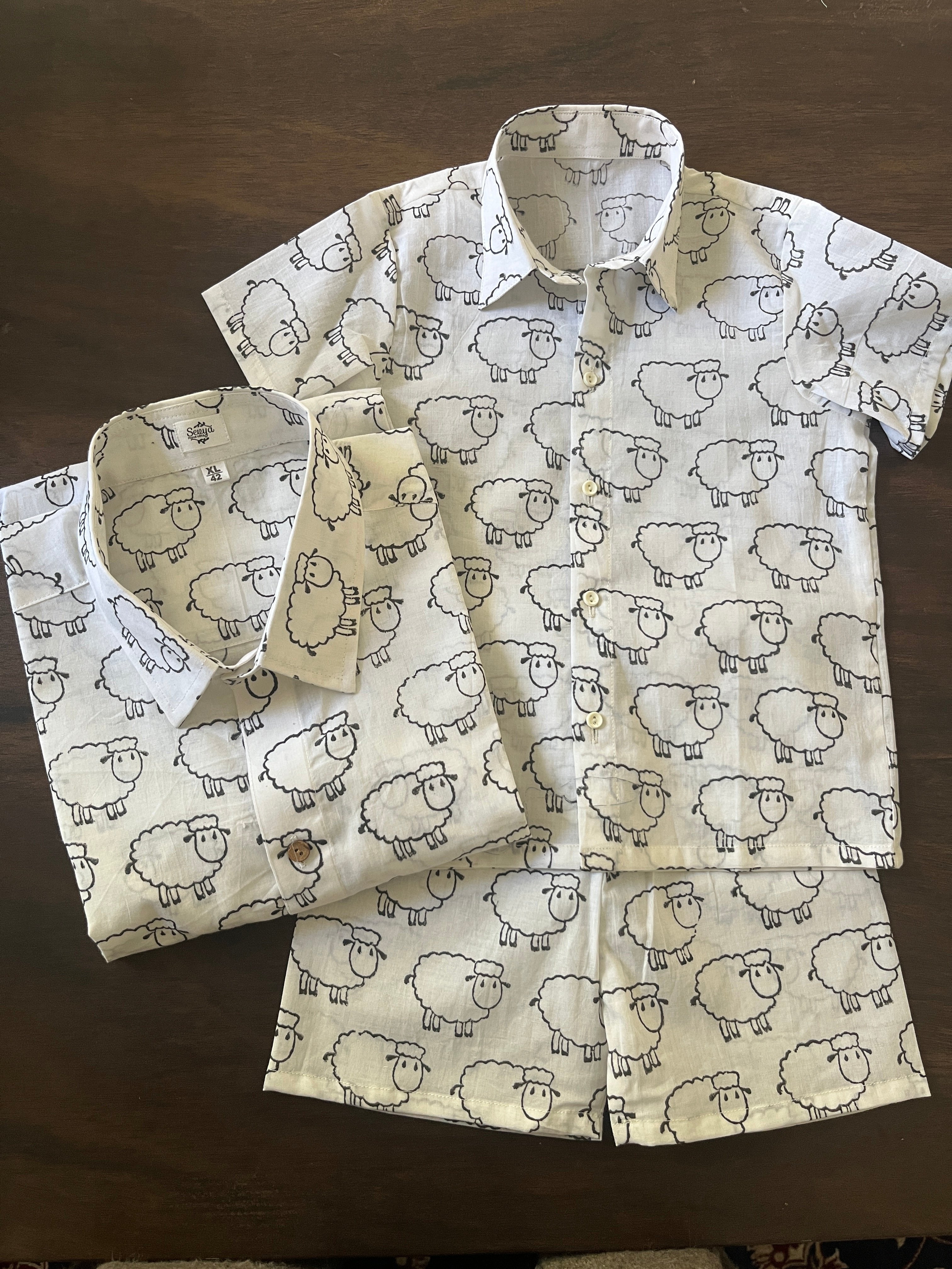 Dadda & Baby Matching Sheep Shirt Set