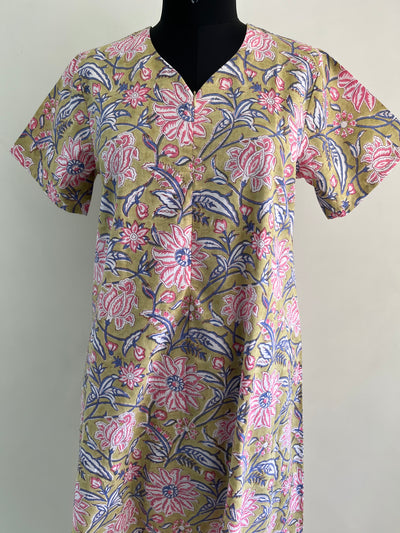 Vrinda Cotton Nursing Nightie / Gown with Zip