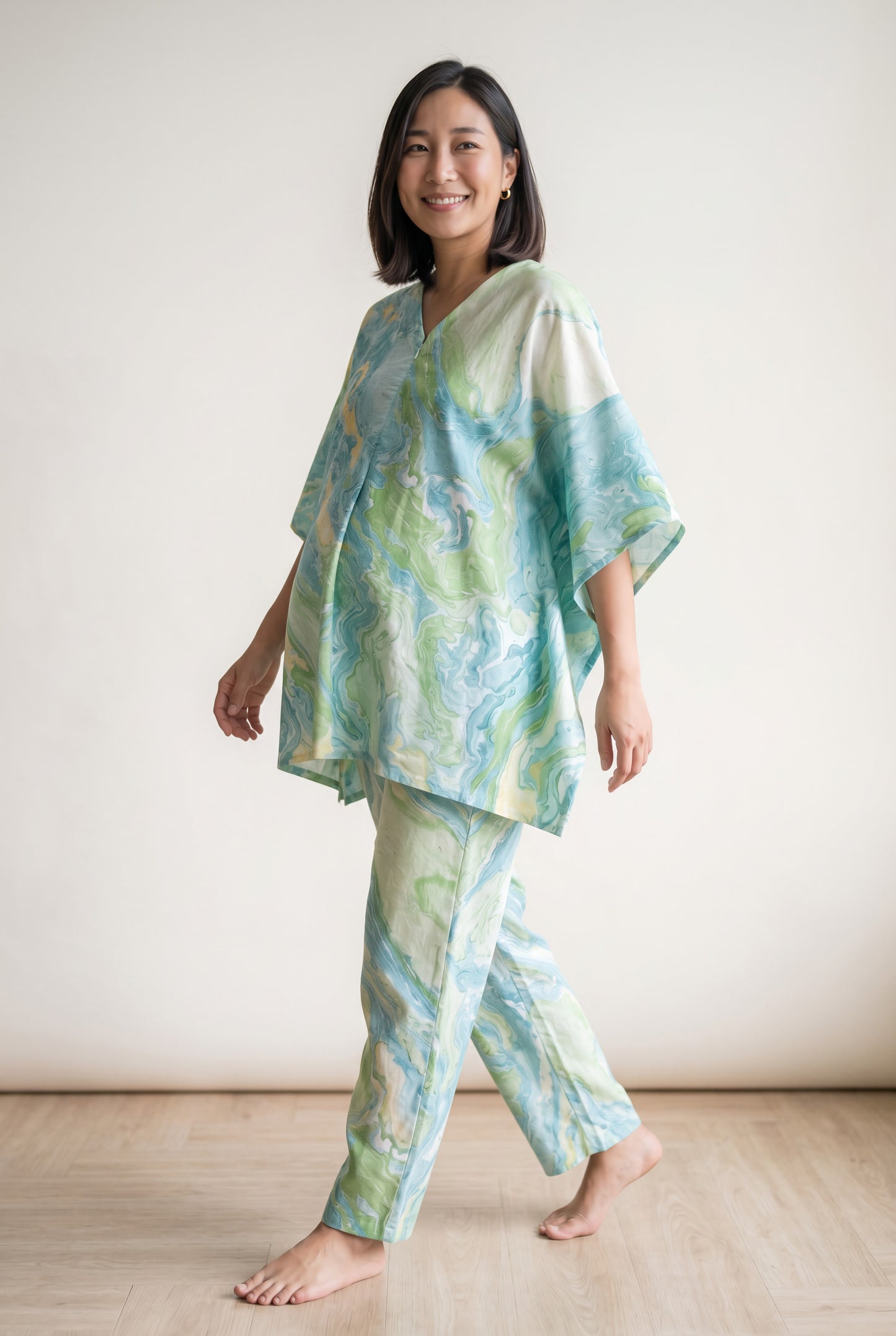 Ruci Marble Print Cotton Nursing Loungewear Set