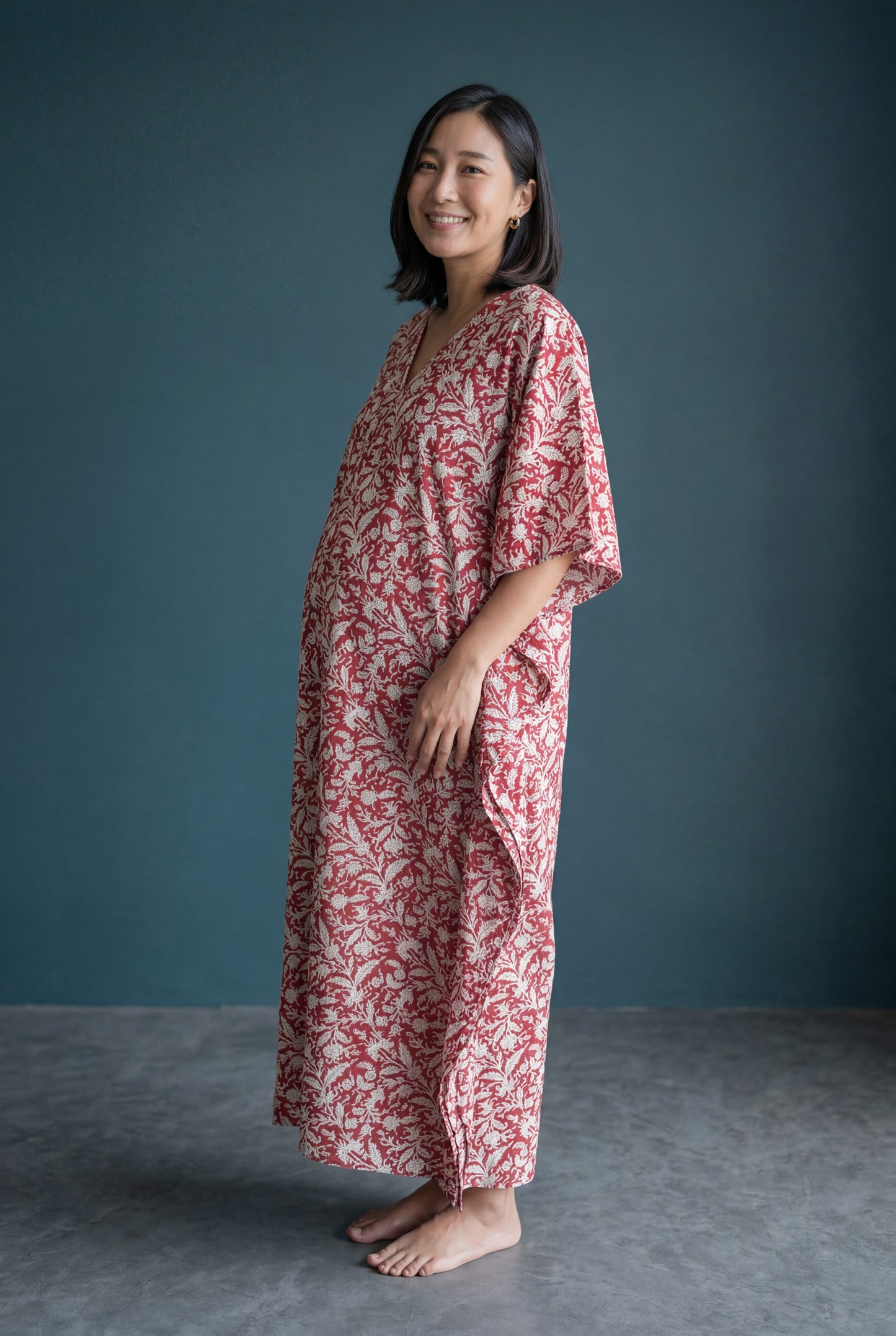 Rupa Madhuri Handblock Cotton Nursing Kaftan Gown