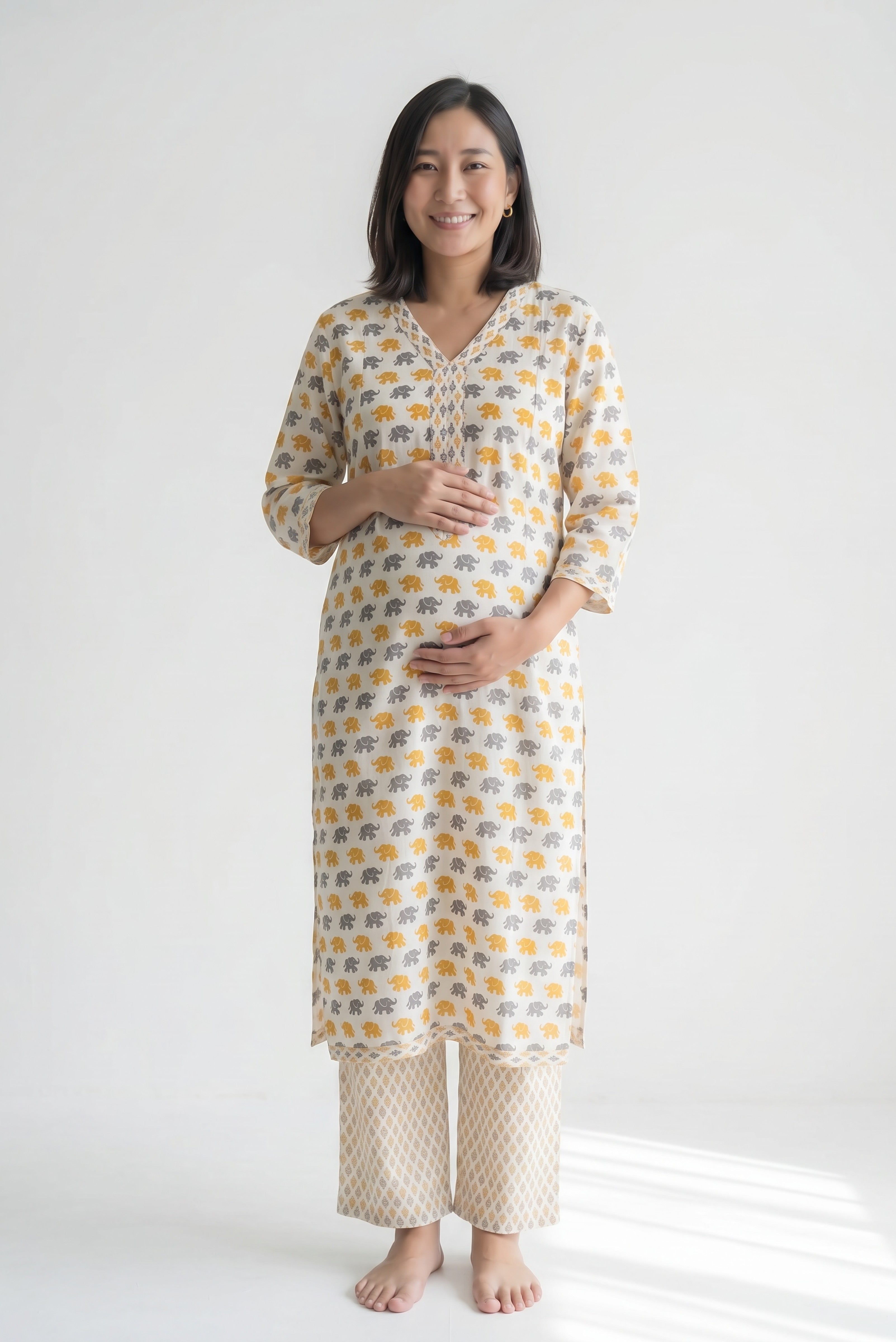Gaja-vesh Twin Zip Nursing Kurta - Pant Set