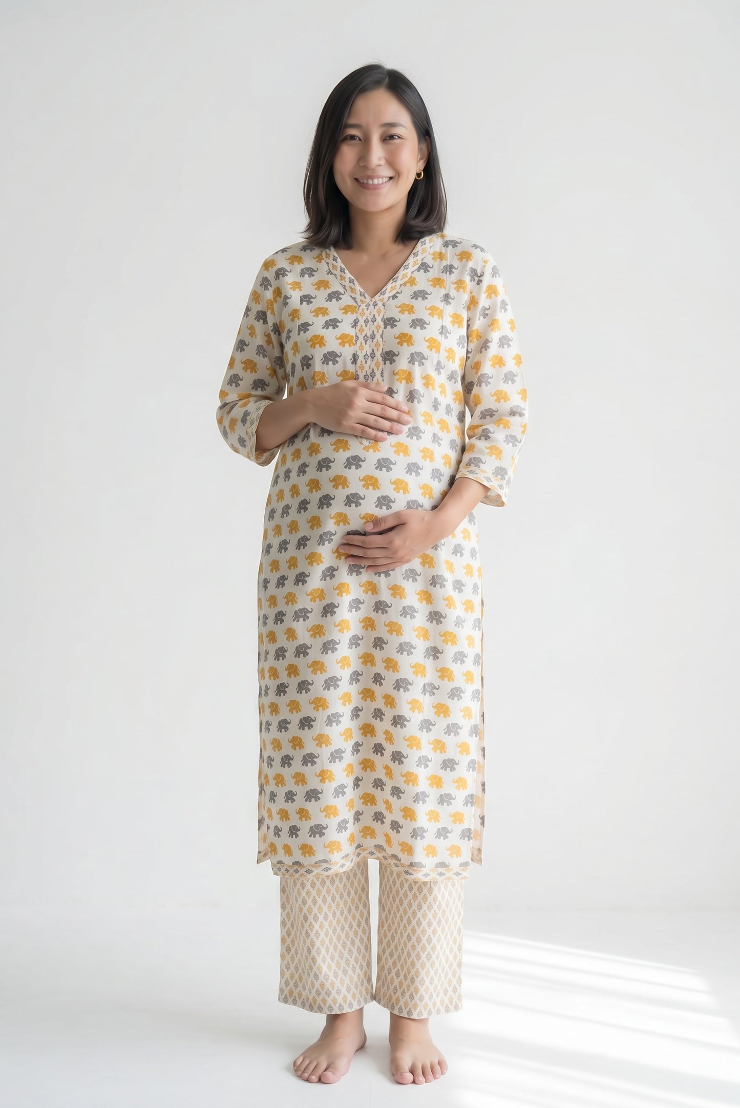 Gaja-vesh Twin Zip Nursing Kurta - Pant Set