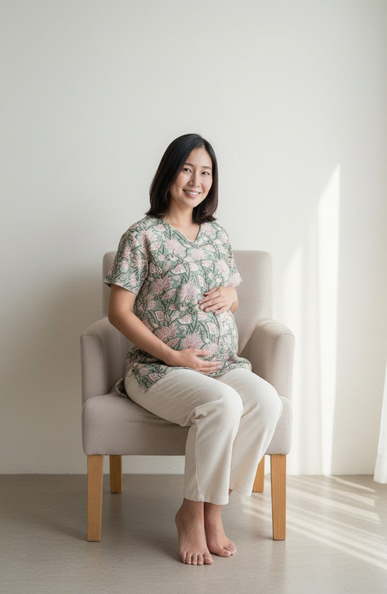 Kadamb Cotton Nursing Top with Zip