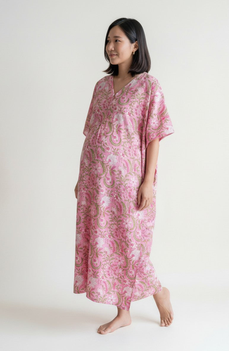 Radhya Cotton Nursing Kaftan Gown