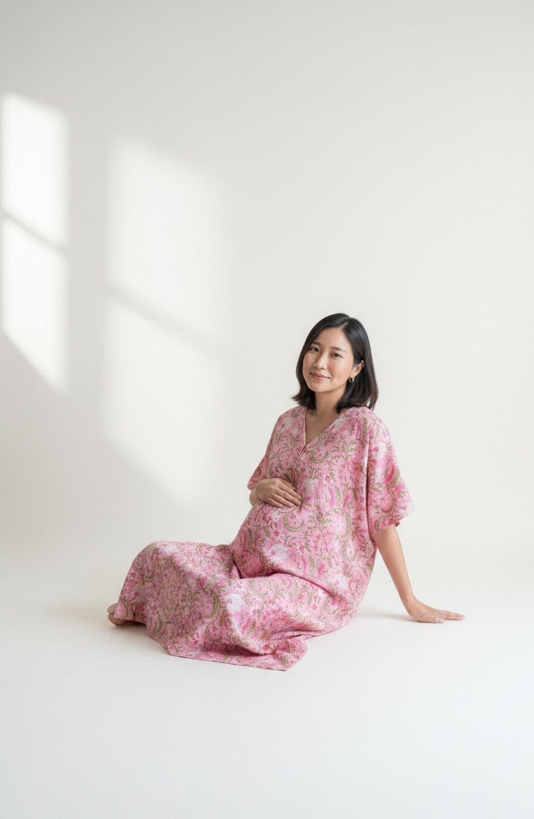 Radhya Cotton Nursing Kaftan Gown