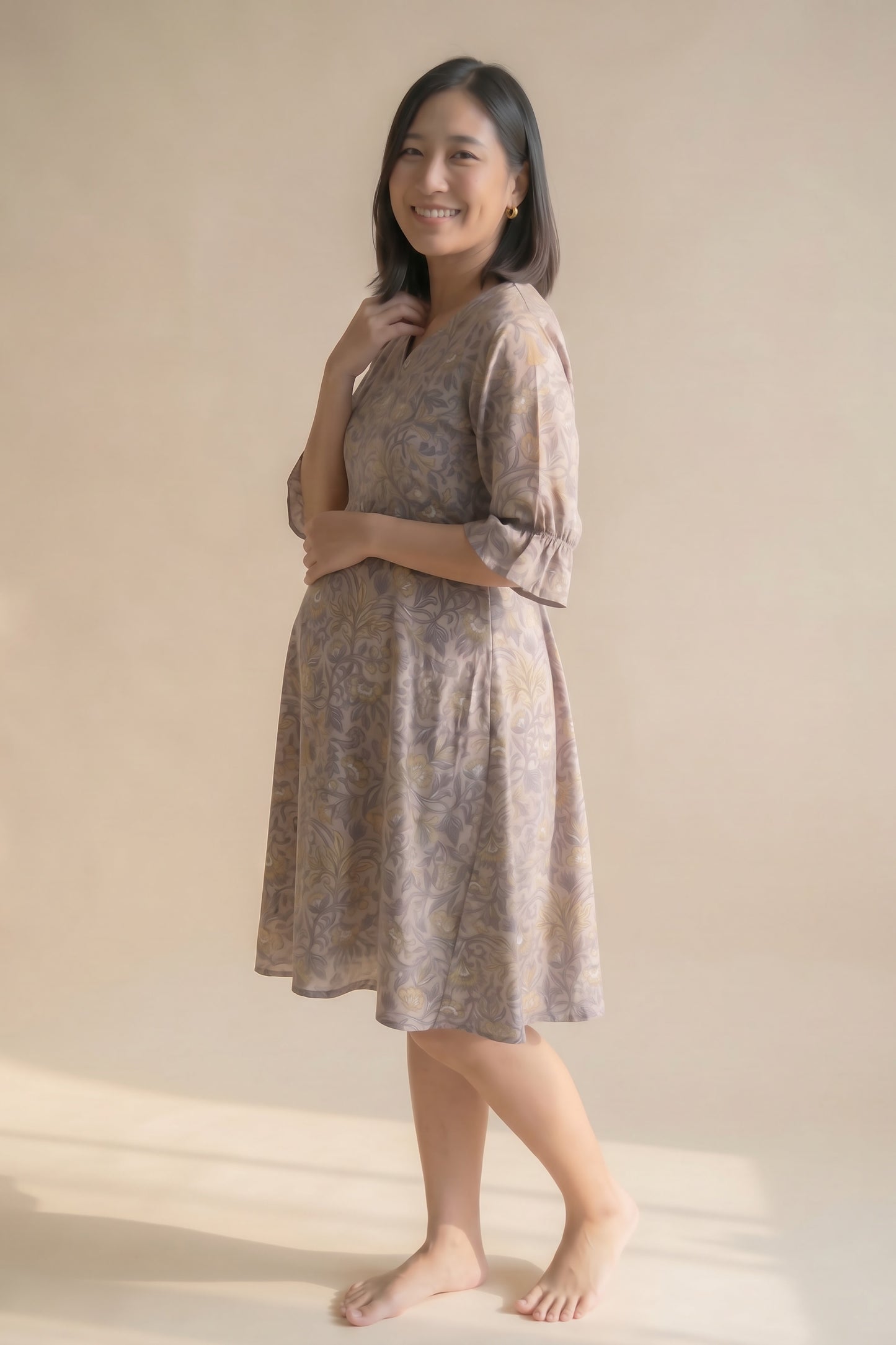 Sukriti Twin Zip Handblock Cotton Nursing Dress
