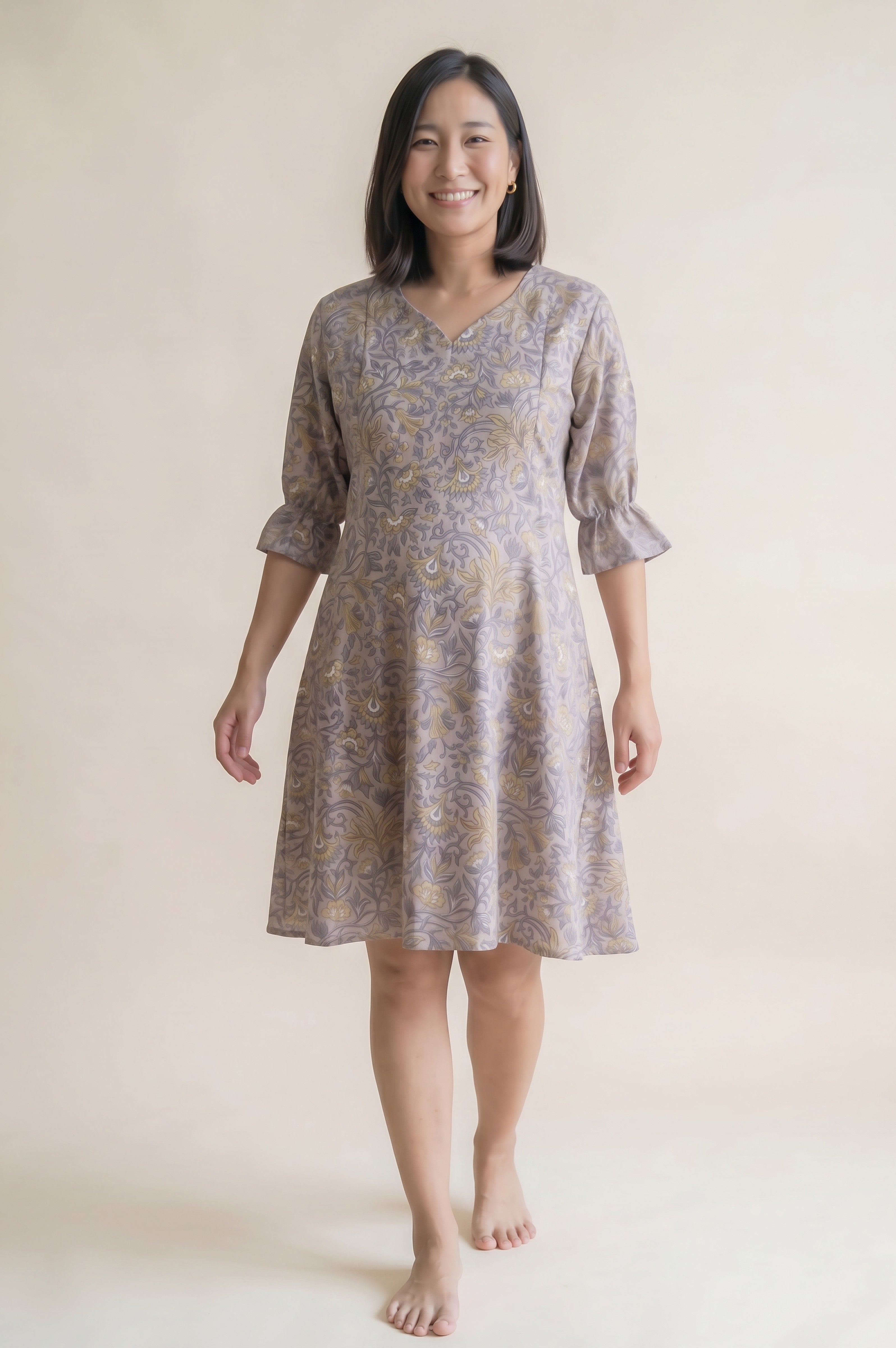 Sukriti Twin Zip Handblock Cotton Nursing Dress