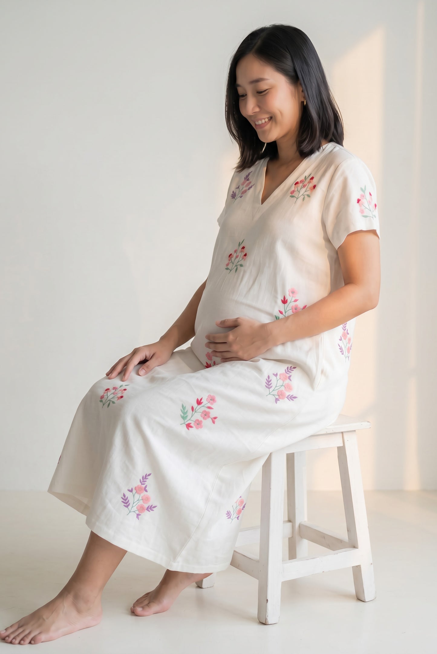 Siya Hand Embroidered Maternity Dress