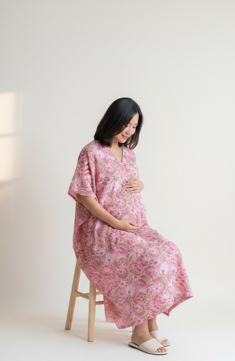 Radhya Cotton Nursing Kaftan Gown
