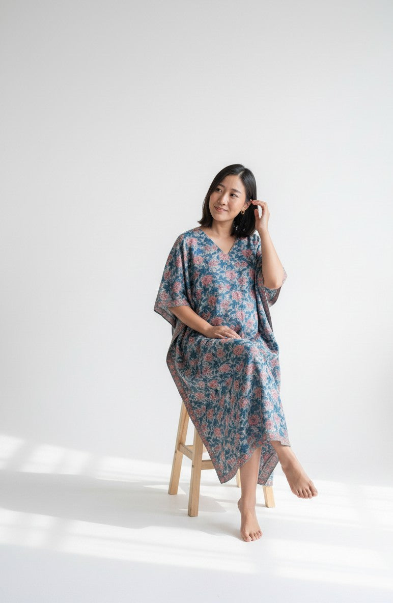 Janak SutaVaram Handblock Nursing Kaftan Gown
