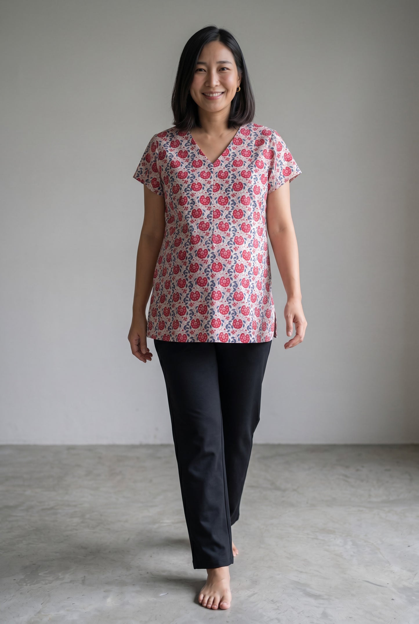 Krsna Kanta Cotton Nursing Top with Zip