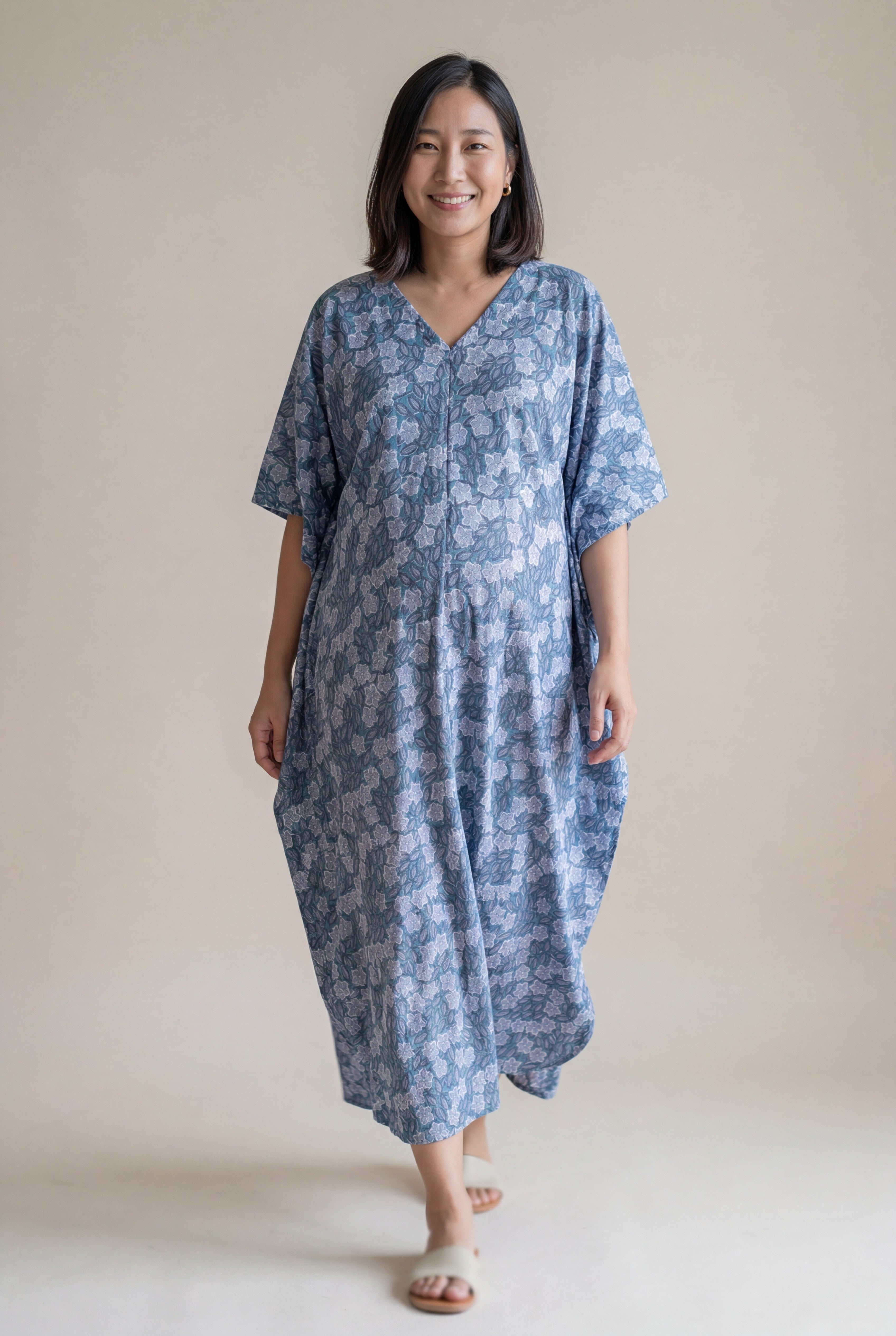 Advaita Handblock Nursing Kaftan Gown