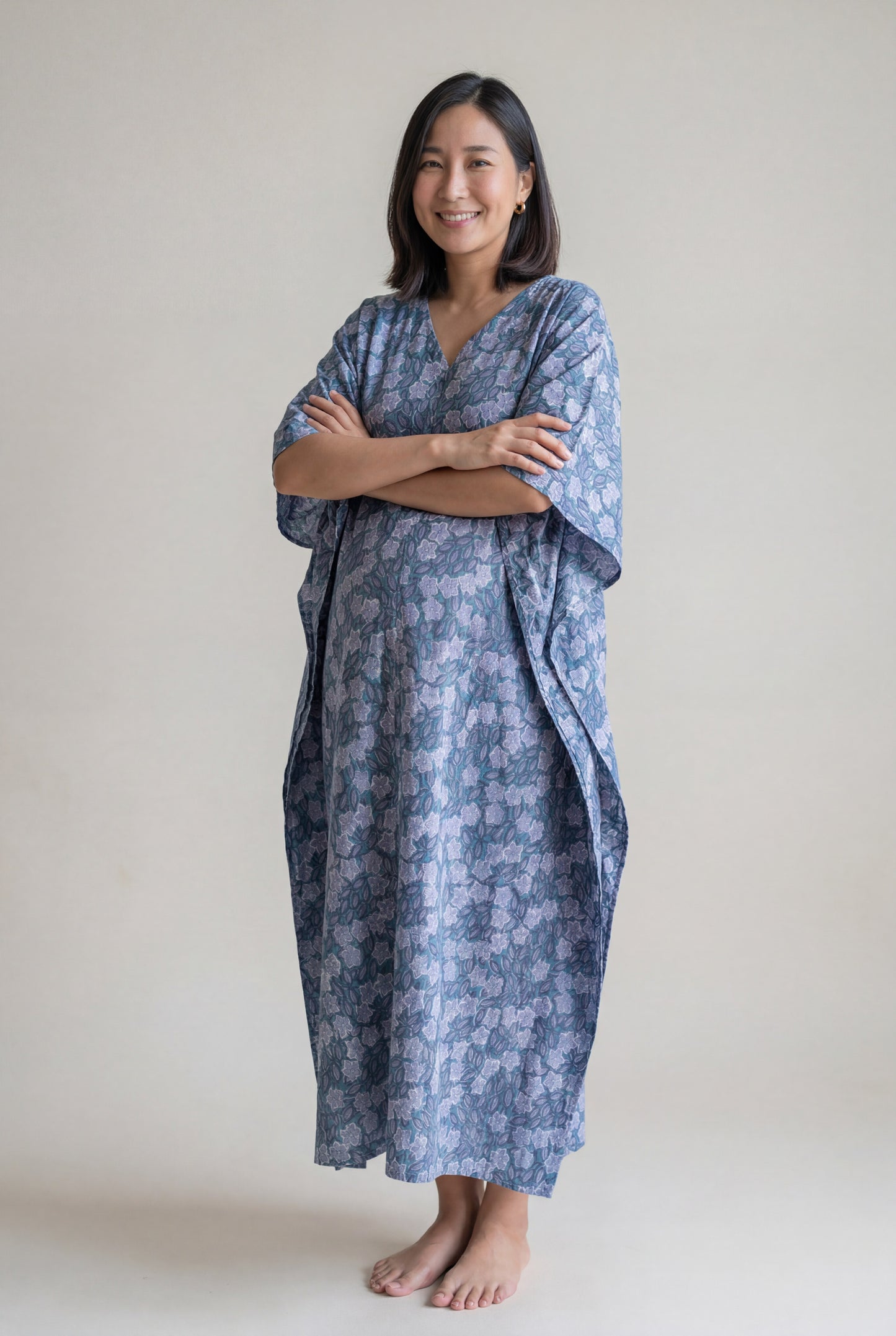 Advaita Handblock Nursing Kaftan Gown