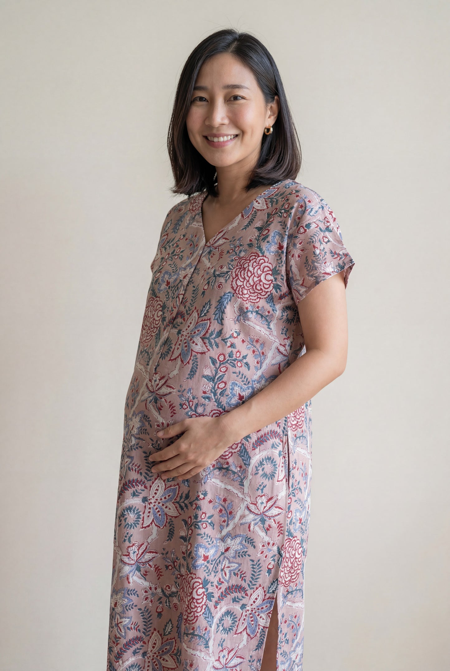 Radha Padmini Handblock Cotton Nursing Gown