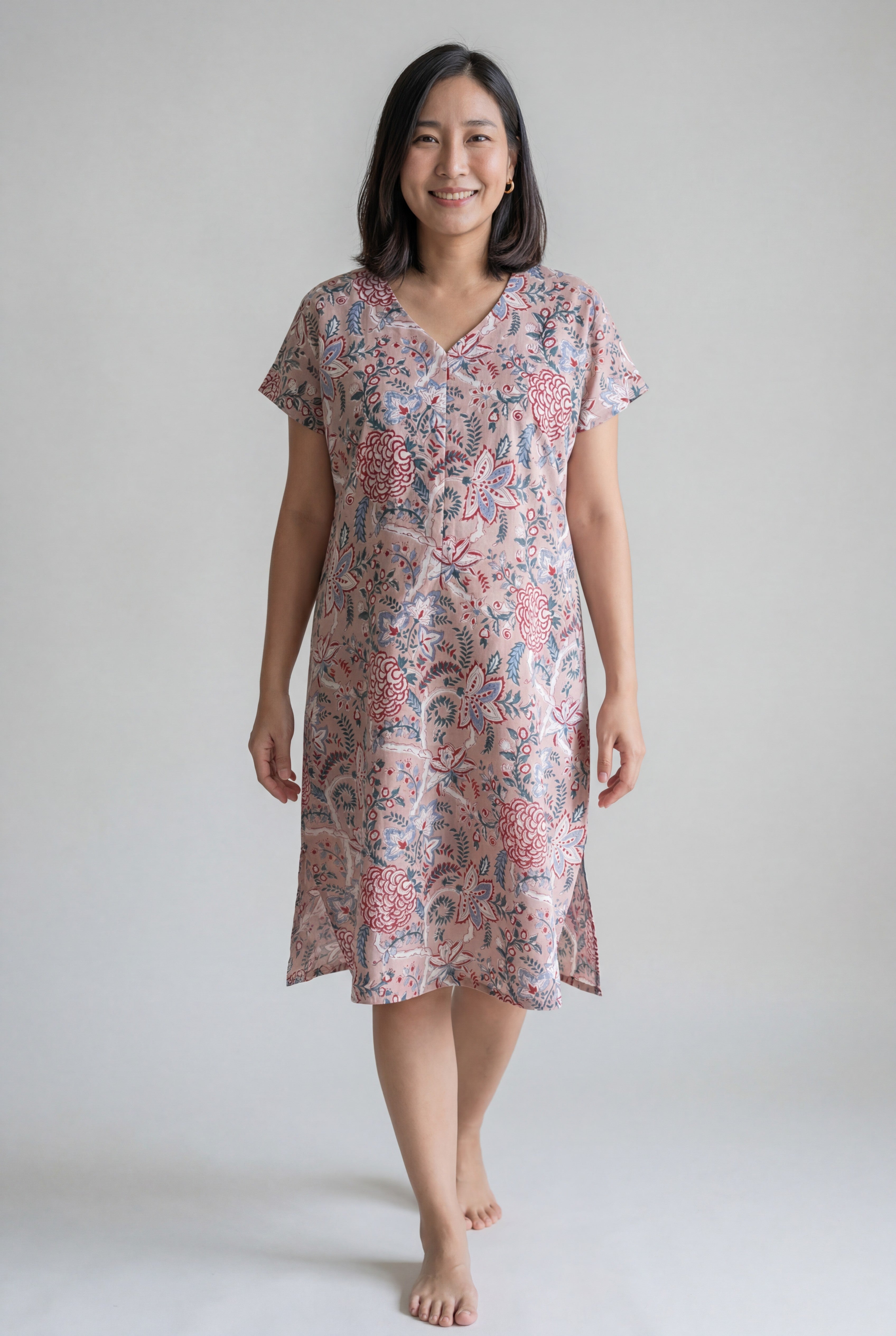 Radha Padmini Handblock Cotton Nursing Gown