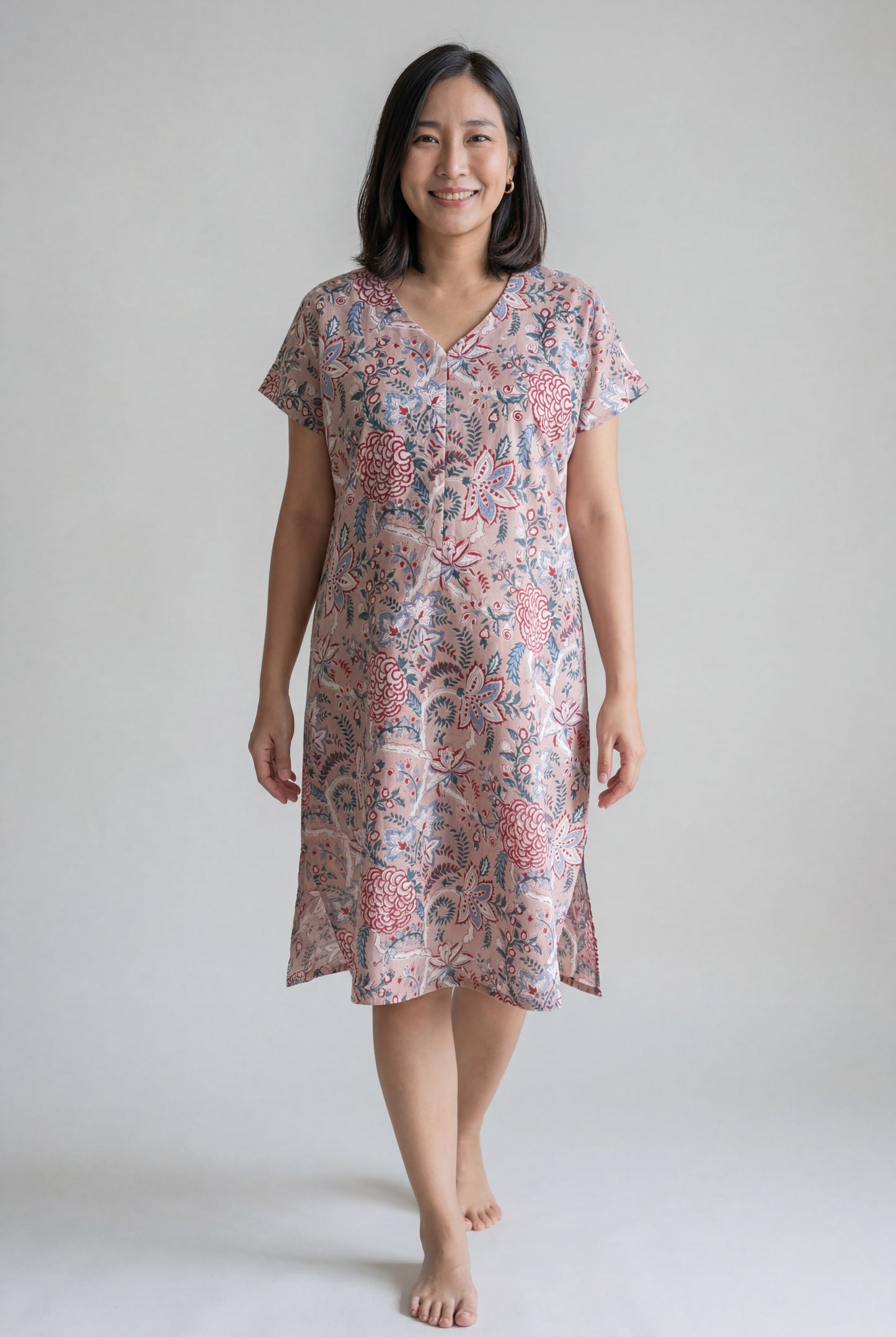 Radha Padmini Handblock Cotton Nursing Gown