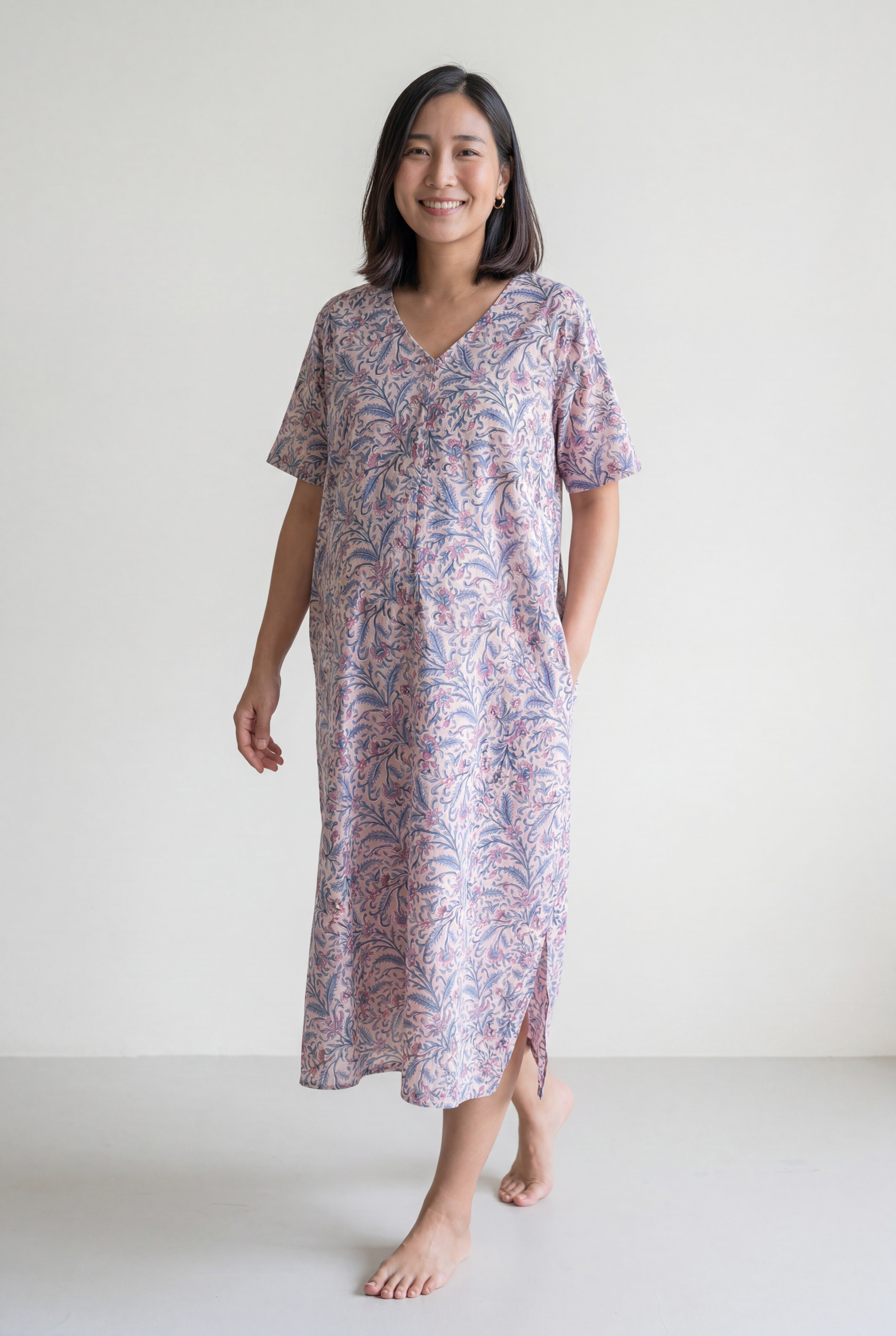 Dhaarna Handblock Cotton Nursing Nightie