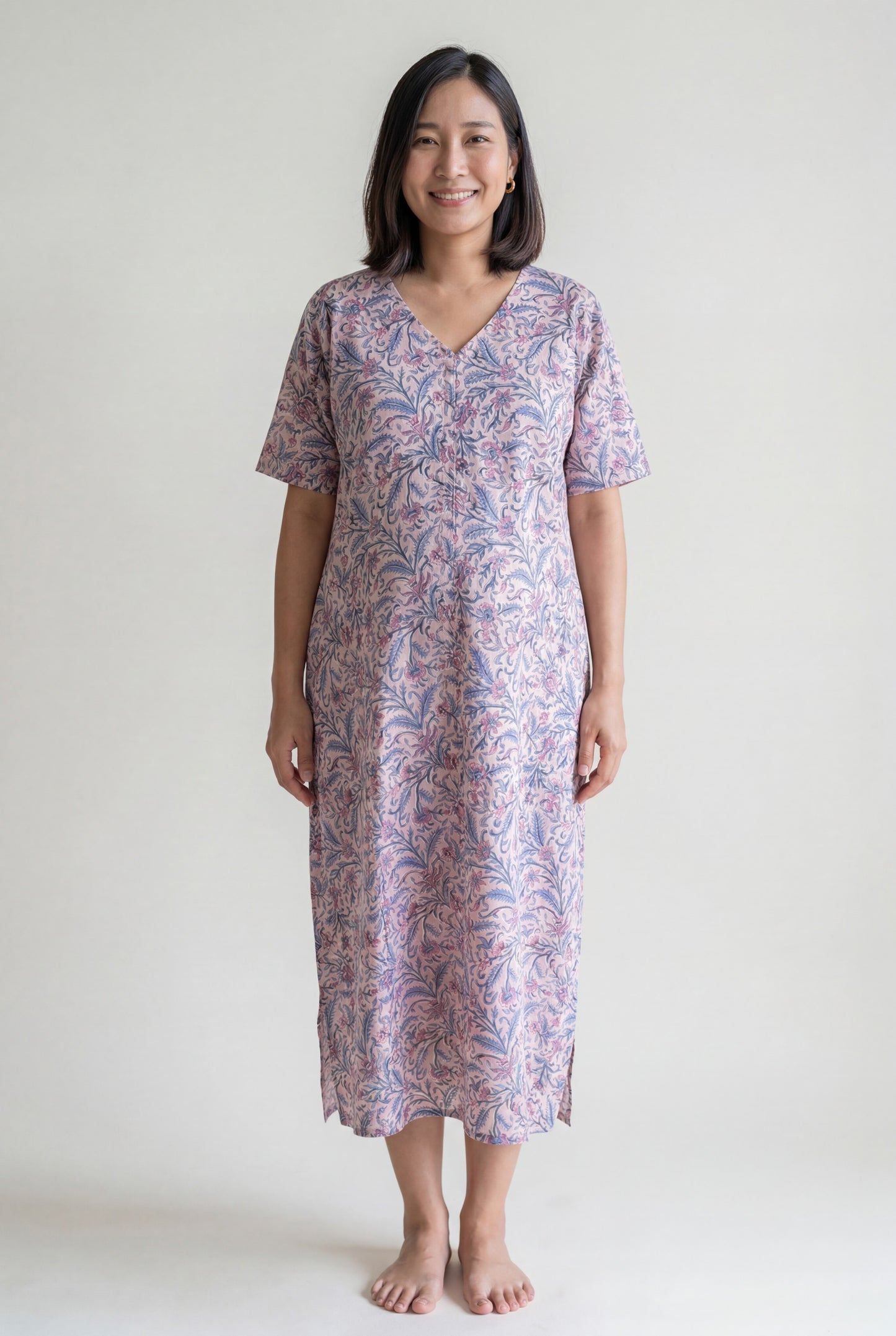 Dhaarna Handblock Cotton Nursing Nightie