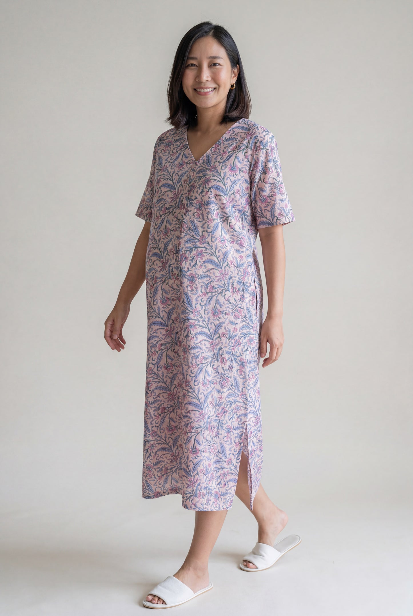 Dhaarna Handblock Cotton Nursing Nightie