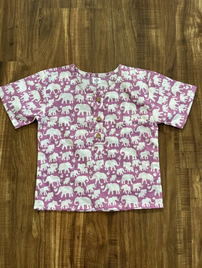 Purple Elephant Cotton Kids Loungewear Set