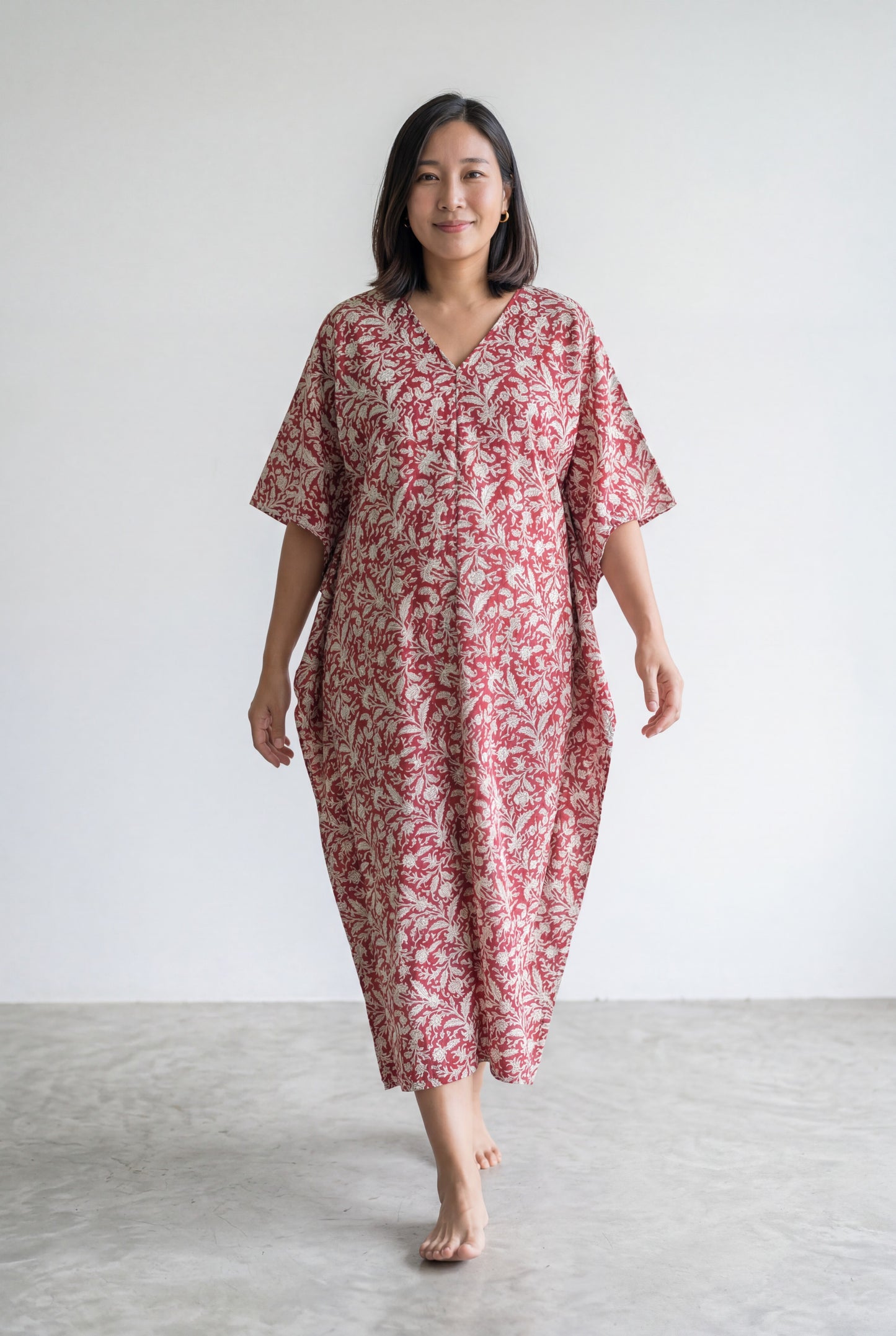 Rupa Madhuri Handblock Cotton Nursing Kaftan Gown