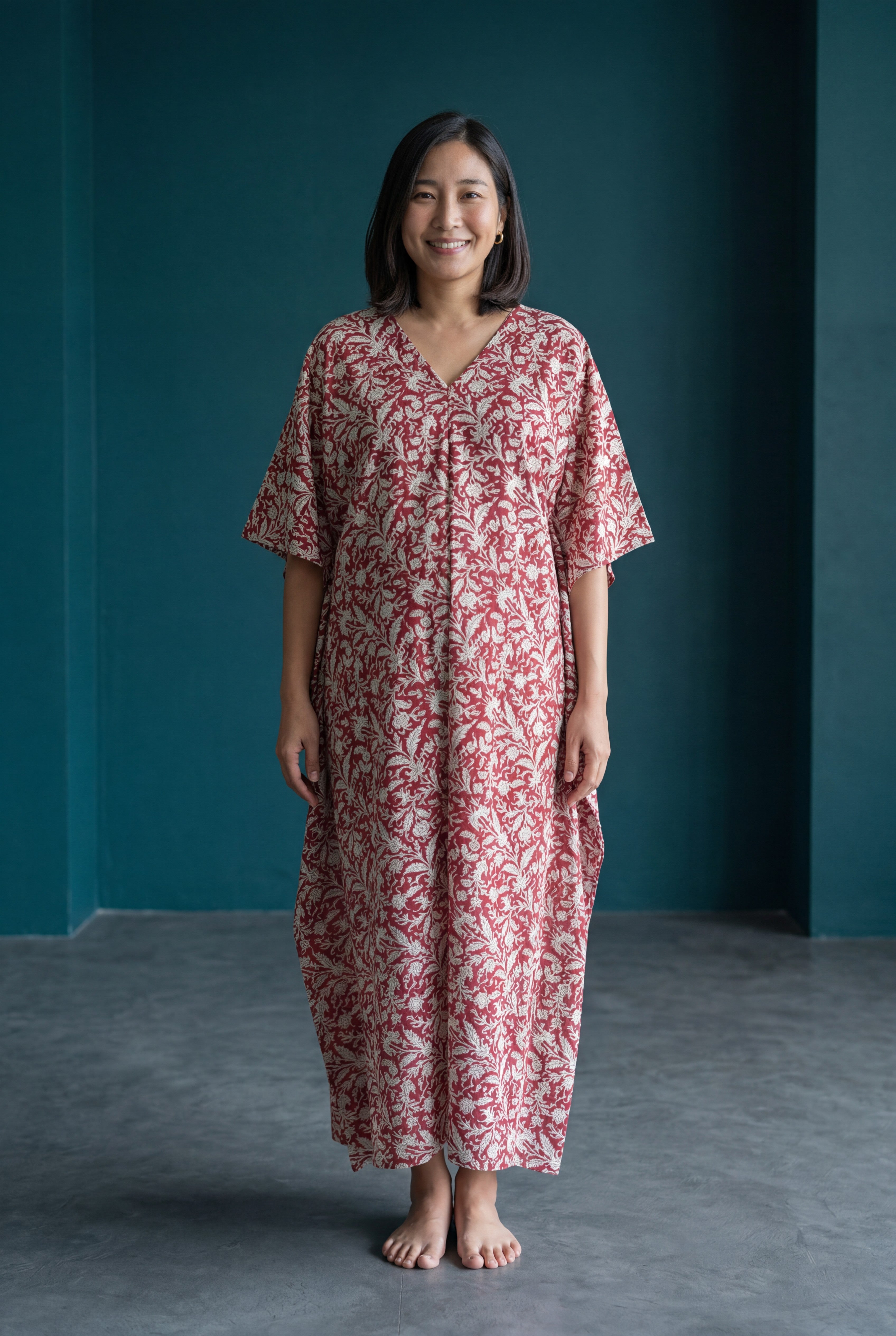 Rupa Madhuri Handblock Cotton Nursing Kaftan Gown