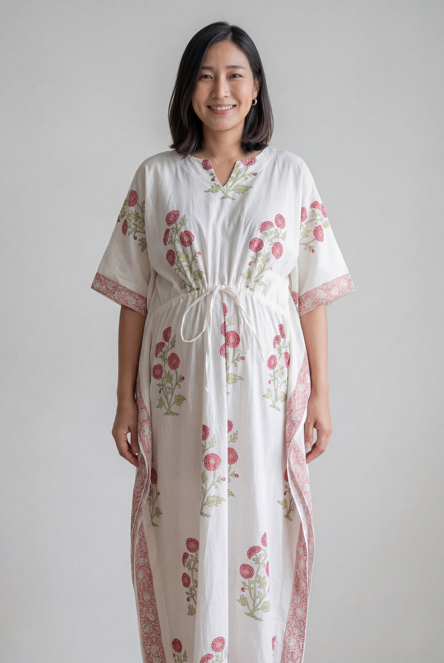 Vraja Chandrika Handblock Maternity/Nursing Kaftan