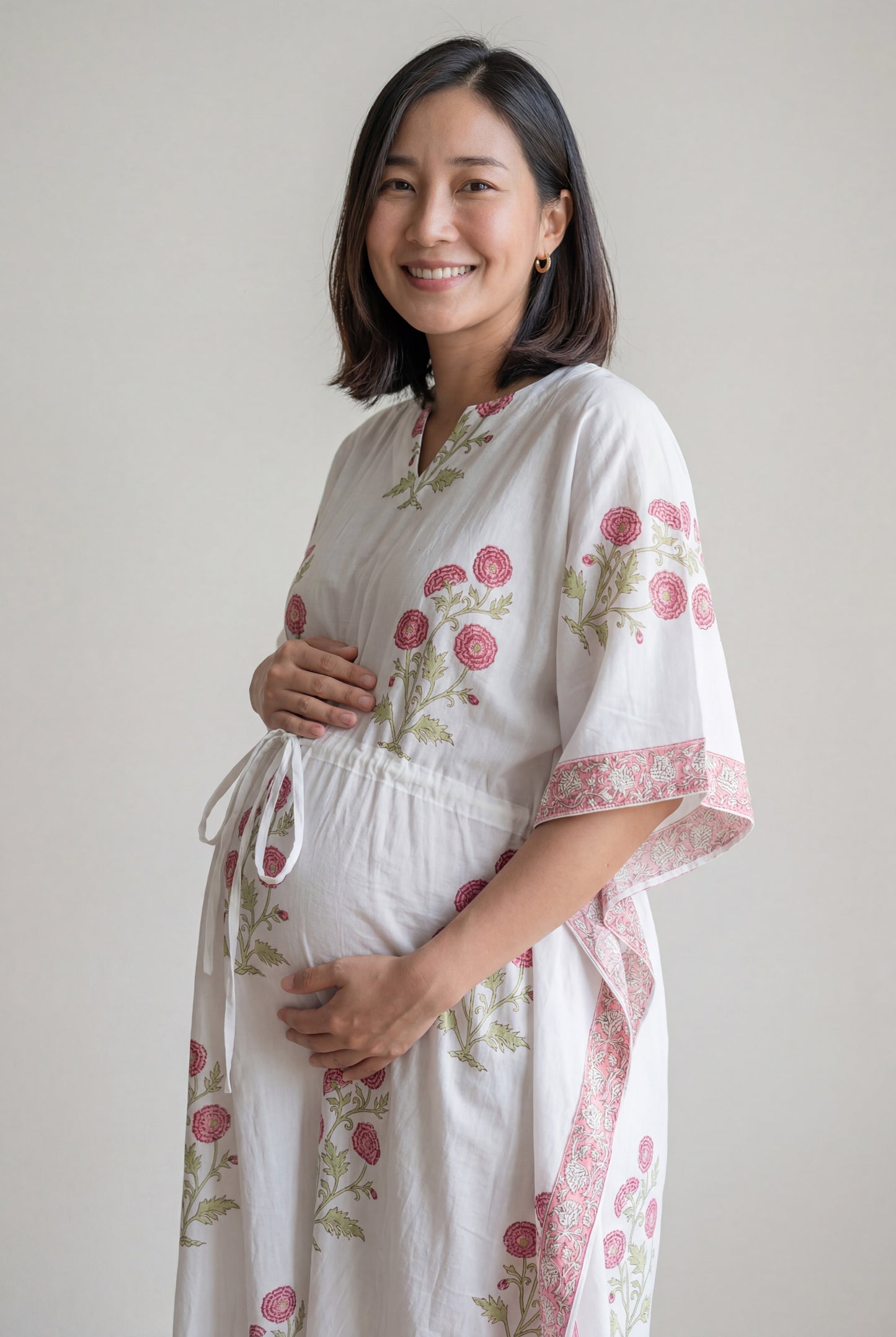 Vraja Chandrika Handblock Maternity/Nursing Kaftan