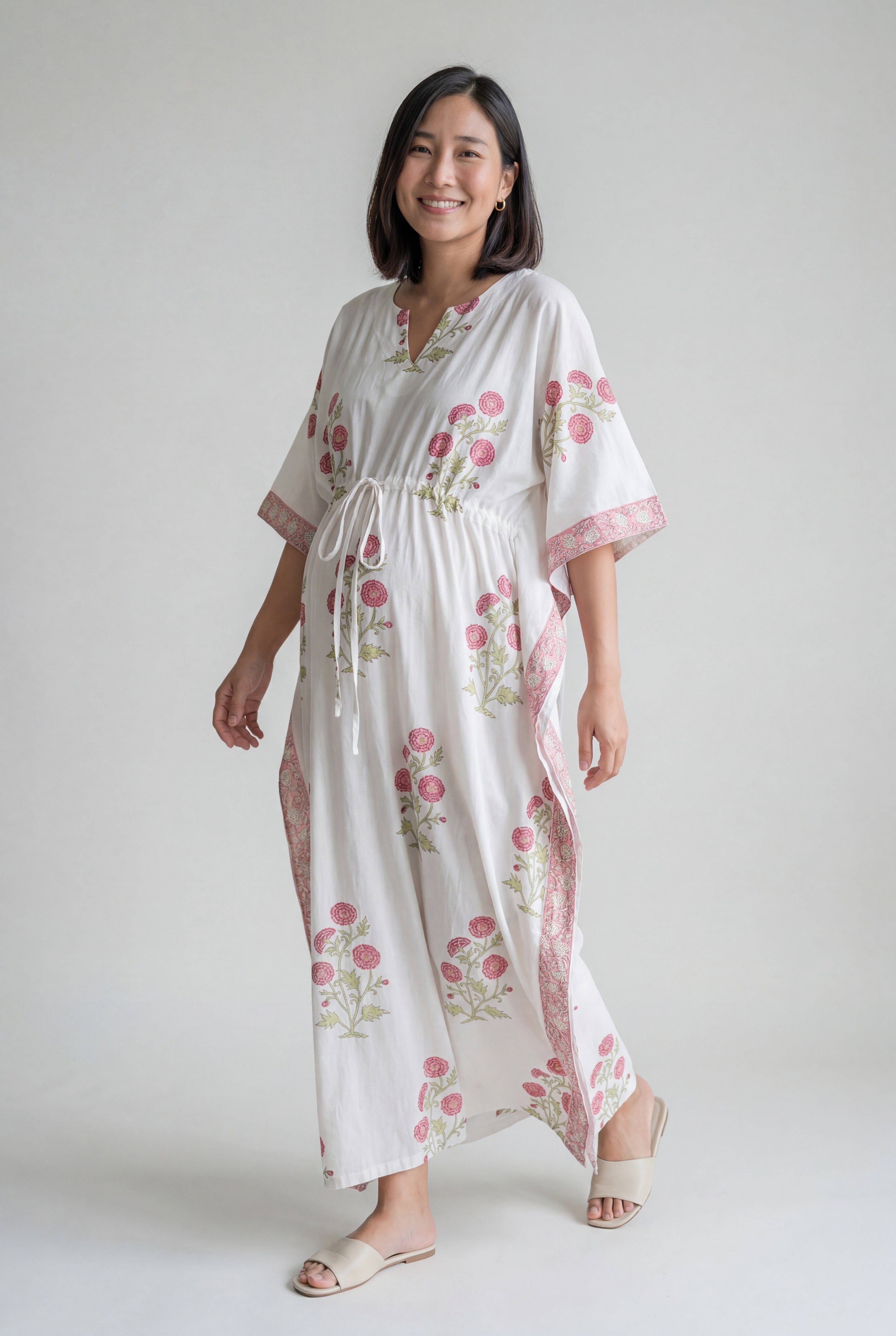 Vraja Chandrika Handblock Maternity/Nursing Kaftan
