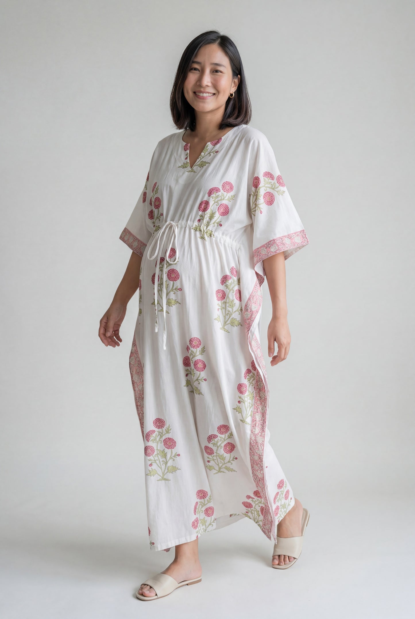 Vraja Chandrika Handblock Maternity/Nursing Kaftan