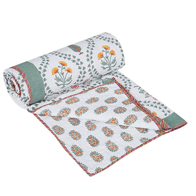 Madhumangal Handblock Cotton King Size Bed Cover