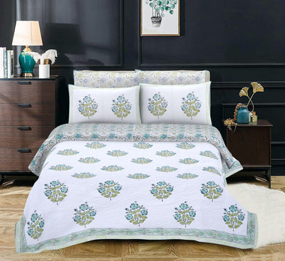 Keertida Handblock Cotton King Size Bed Cover