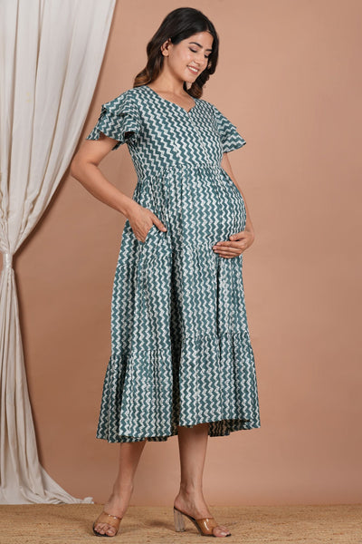 Maternity Cotton Nursing 3 Tier Feeding Dress