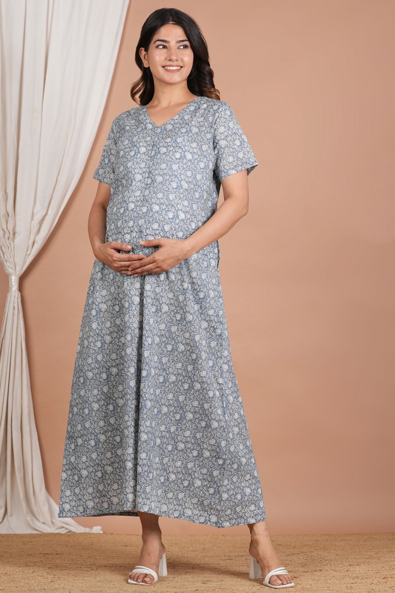 Classy Maternity Gown/Floral Maternity Gown/ Cotton Maternity Gown/  Maternity Wear