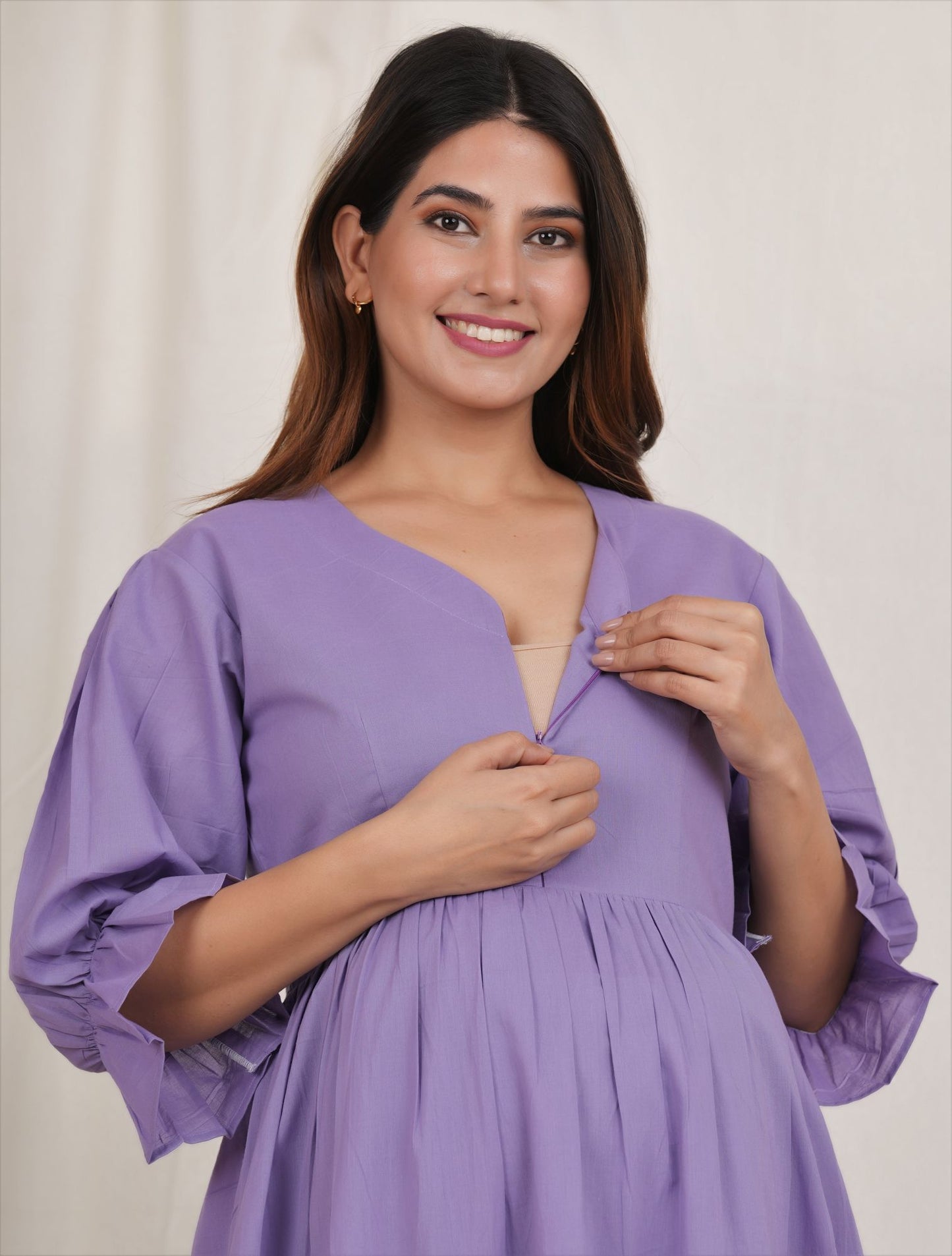 Nityaa 3 Tier Cotton Maternity Nursing Dress for Feeding