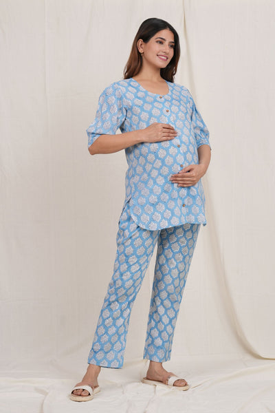 Keshav Handblock Nursing Top - Pant Set