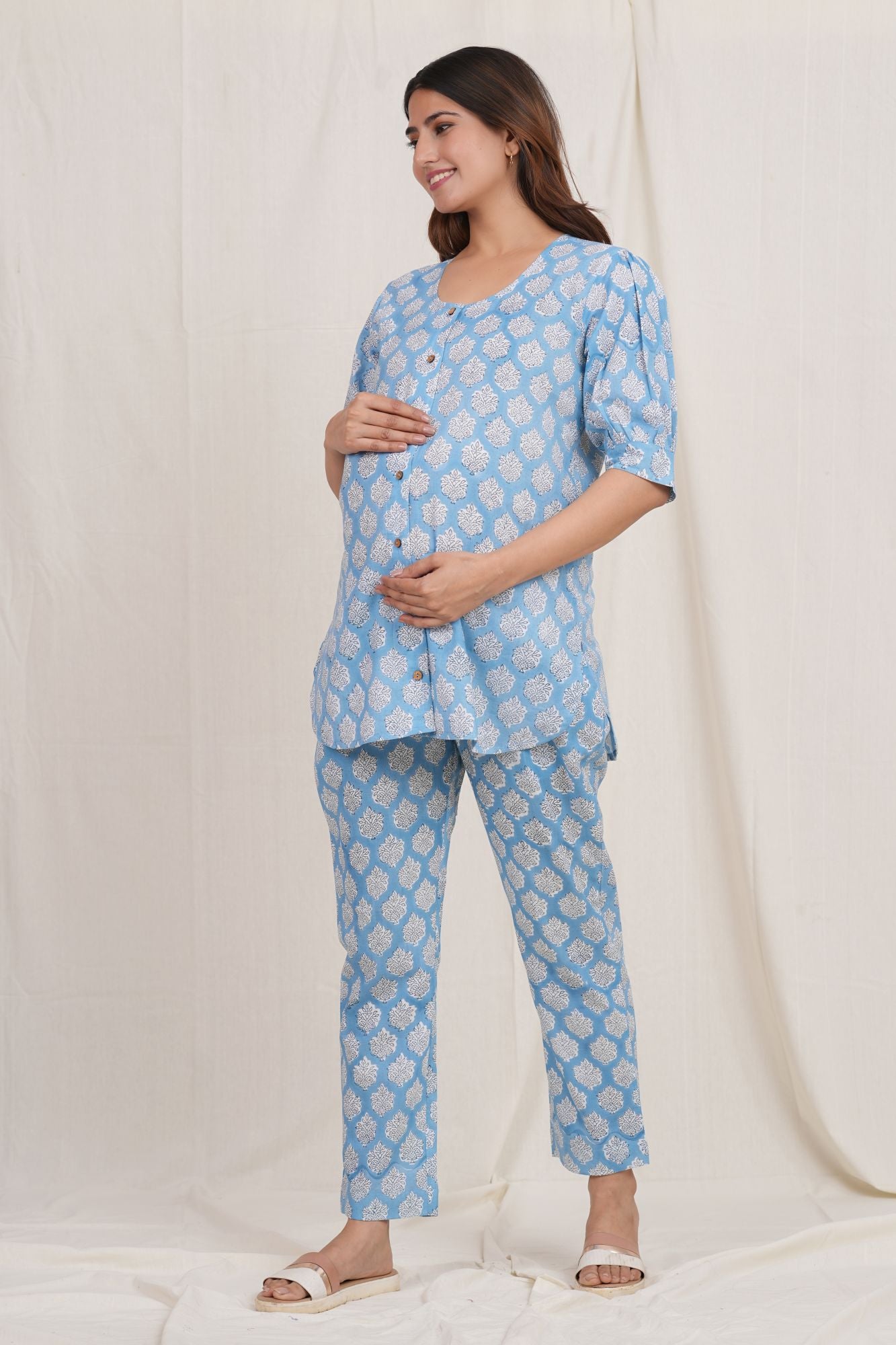 Keshav Handblock Nursing Top - Pant Set