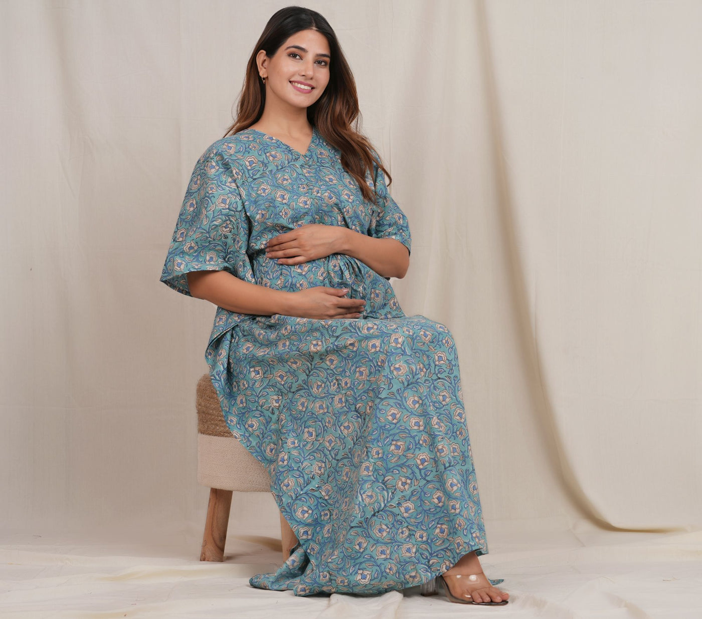 Neeladri Cotton Maternity/Nursing Kaftan