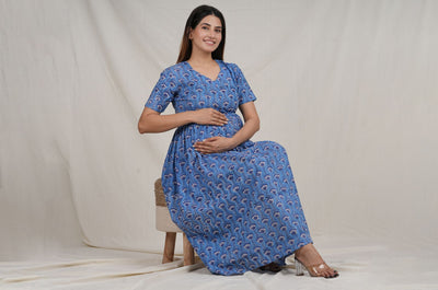 Avigyaa Twin Zip Cotton Maternity Nursing Kurti | Pregnancy Dress for Feeding
