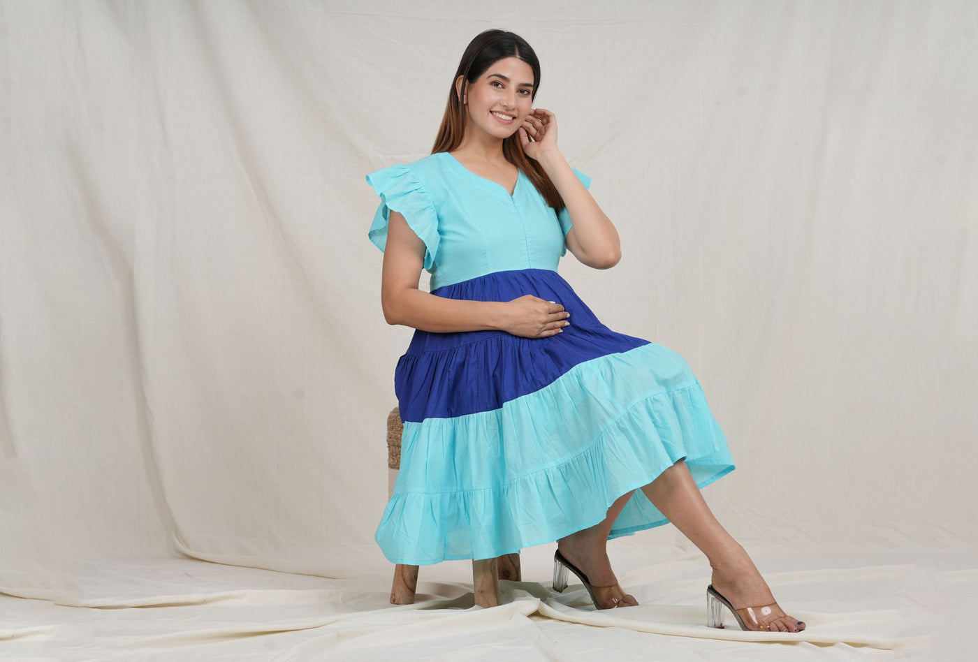Amoha Cotton Nursing 3 Tier Dress with Feeding Zip