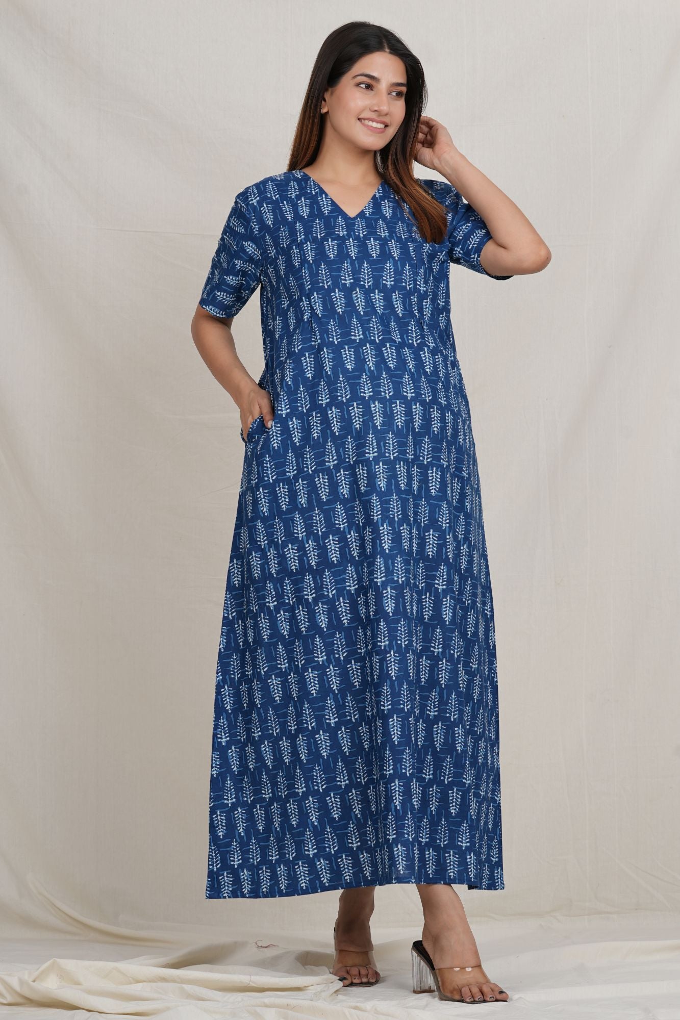 Nitai Cotton Nursing Nightie / Gown with Twin Zip