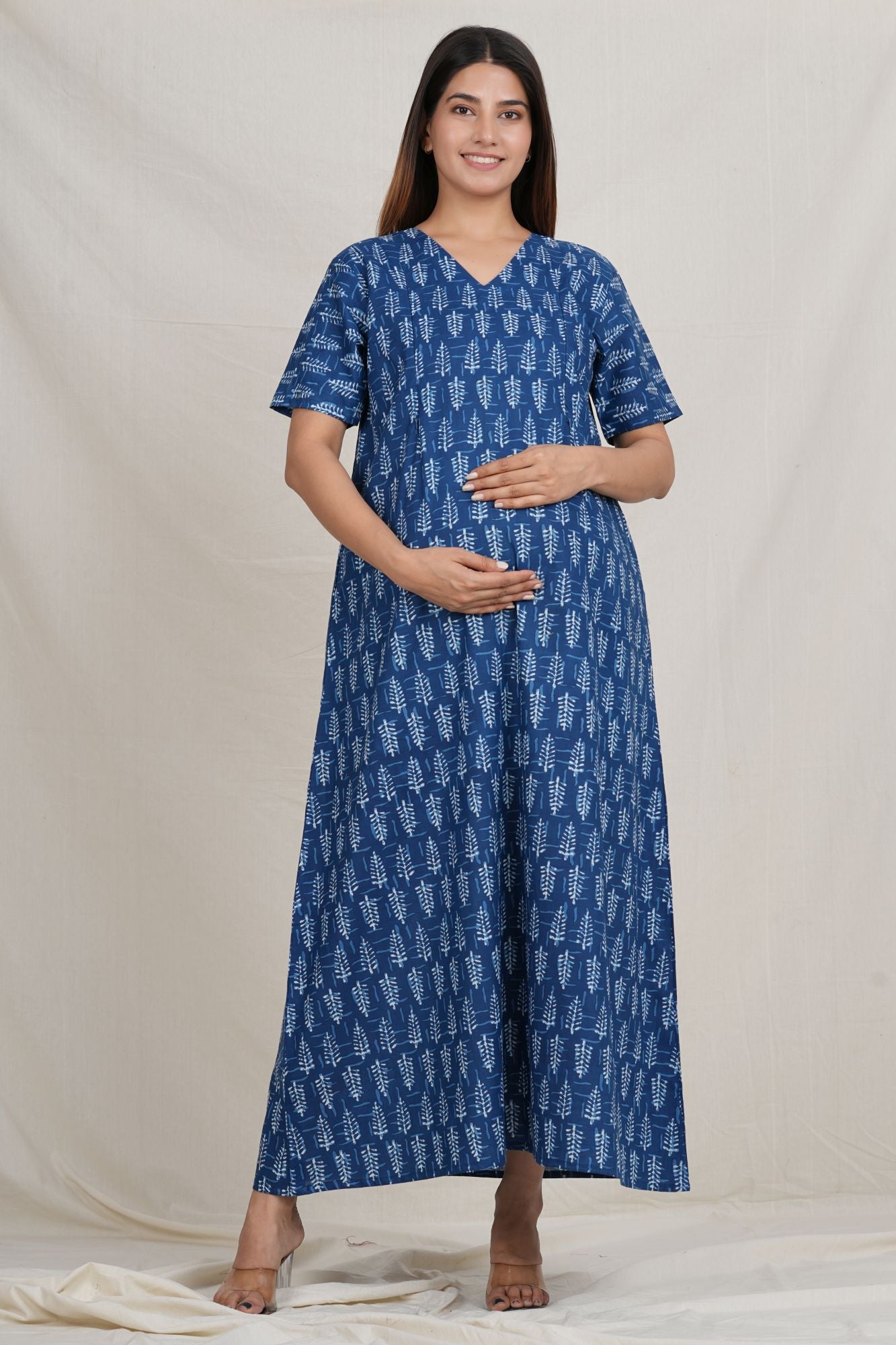 Nitai Cotton Nursing Nightie / Gown with Twin Zip