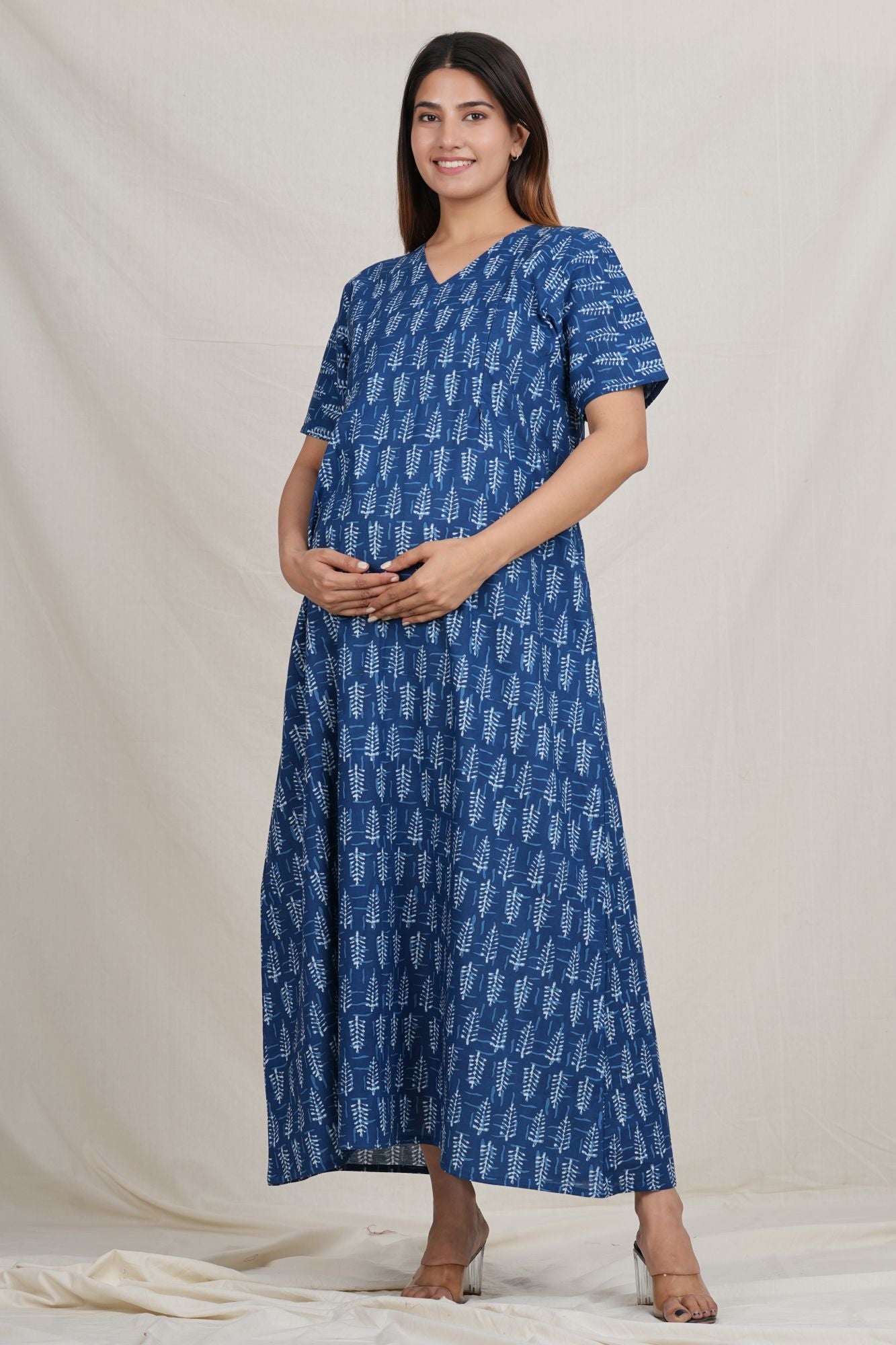 Nitai Cotton Nursing Nightie / Gown with Twin Zip