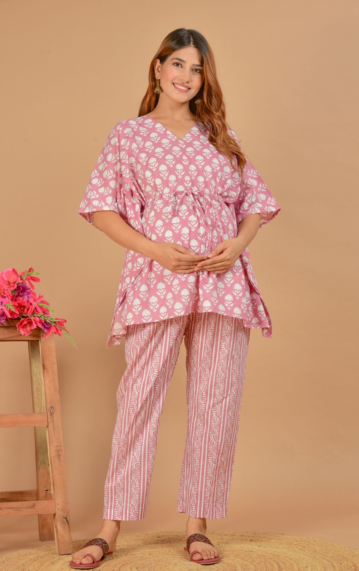 Keshavaya Nursing Kaftan Top - Pyjama Set